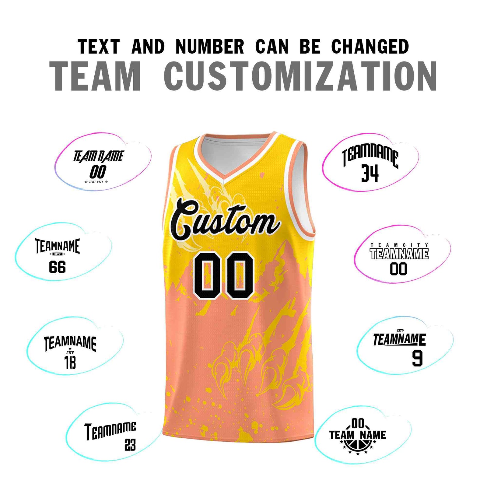 Custom Gold Light Orange Snow Mountain Beast Pattern Sports Uniform Basketball Jersey| KXKSHOP