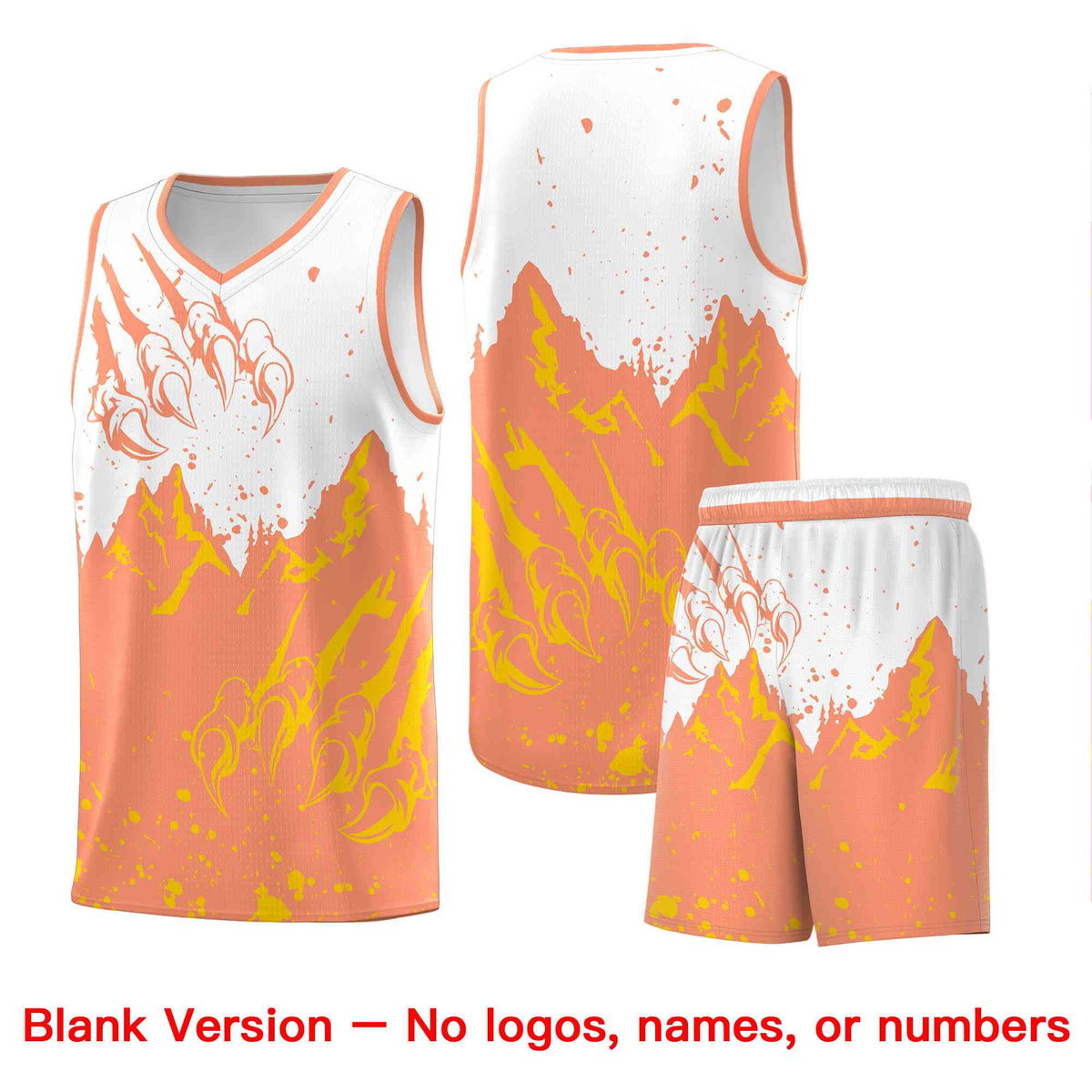 Custom White Light Orange Snow Mountain Beast Pattern Sports Uniform Basketball Jersey| KXKSHOP