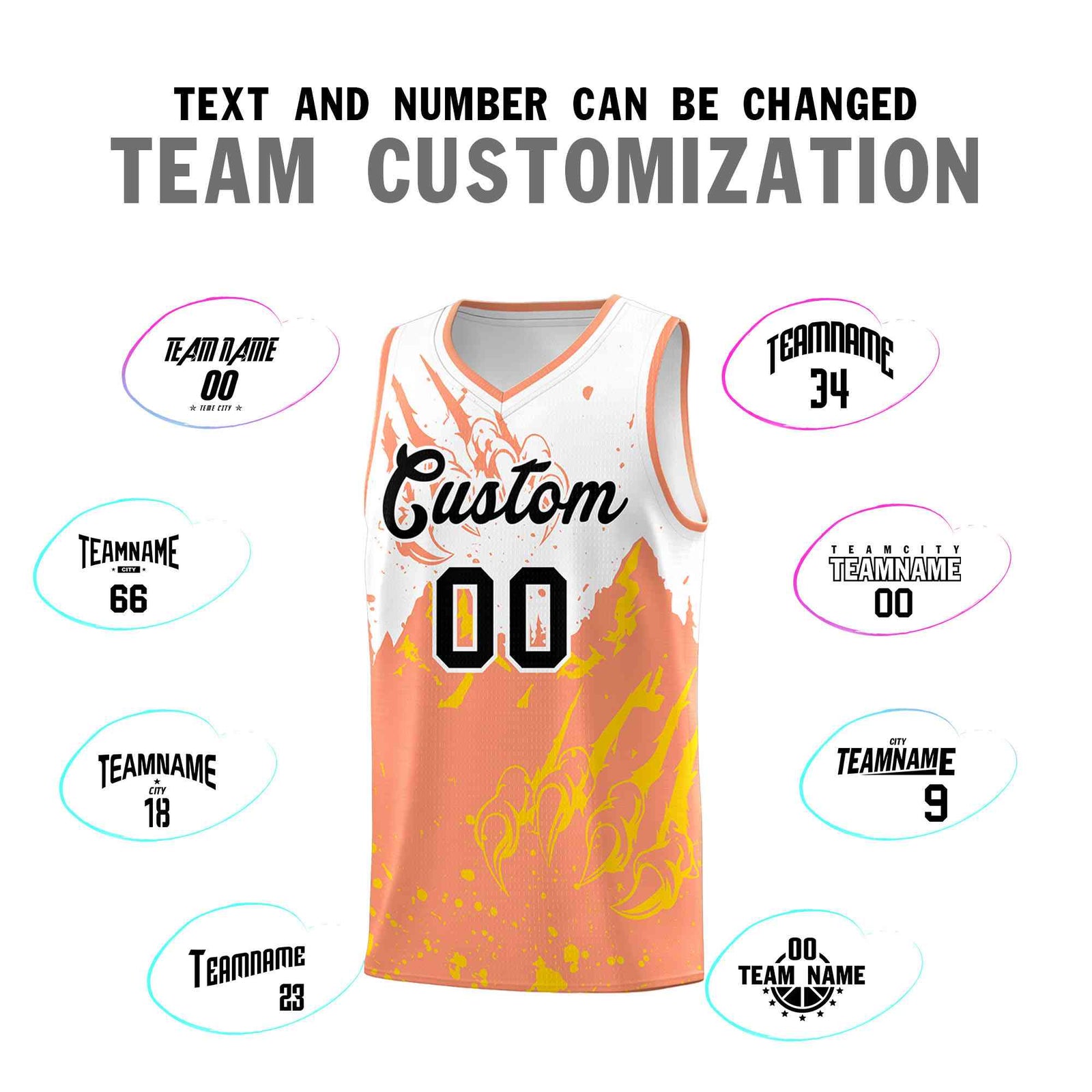 Custom White Light Orange Snow Mountain Beast Pattern Sports Uniform Basketball Jersey| KXKSHOP