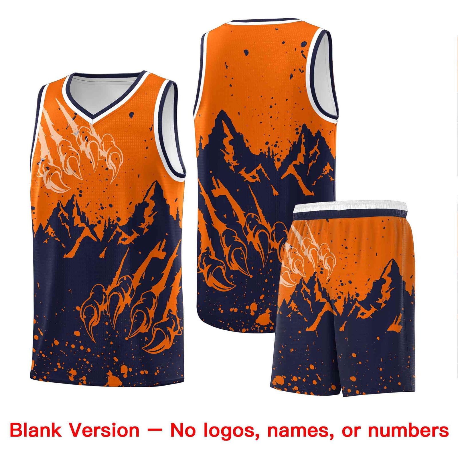 Custom Orange Navy Snow Mountain Beast Pattern Sports Uniform Basketball Jersey| KXKSHOP