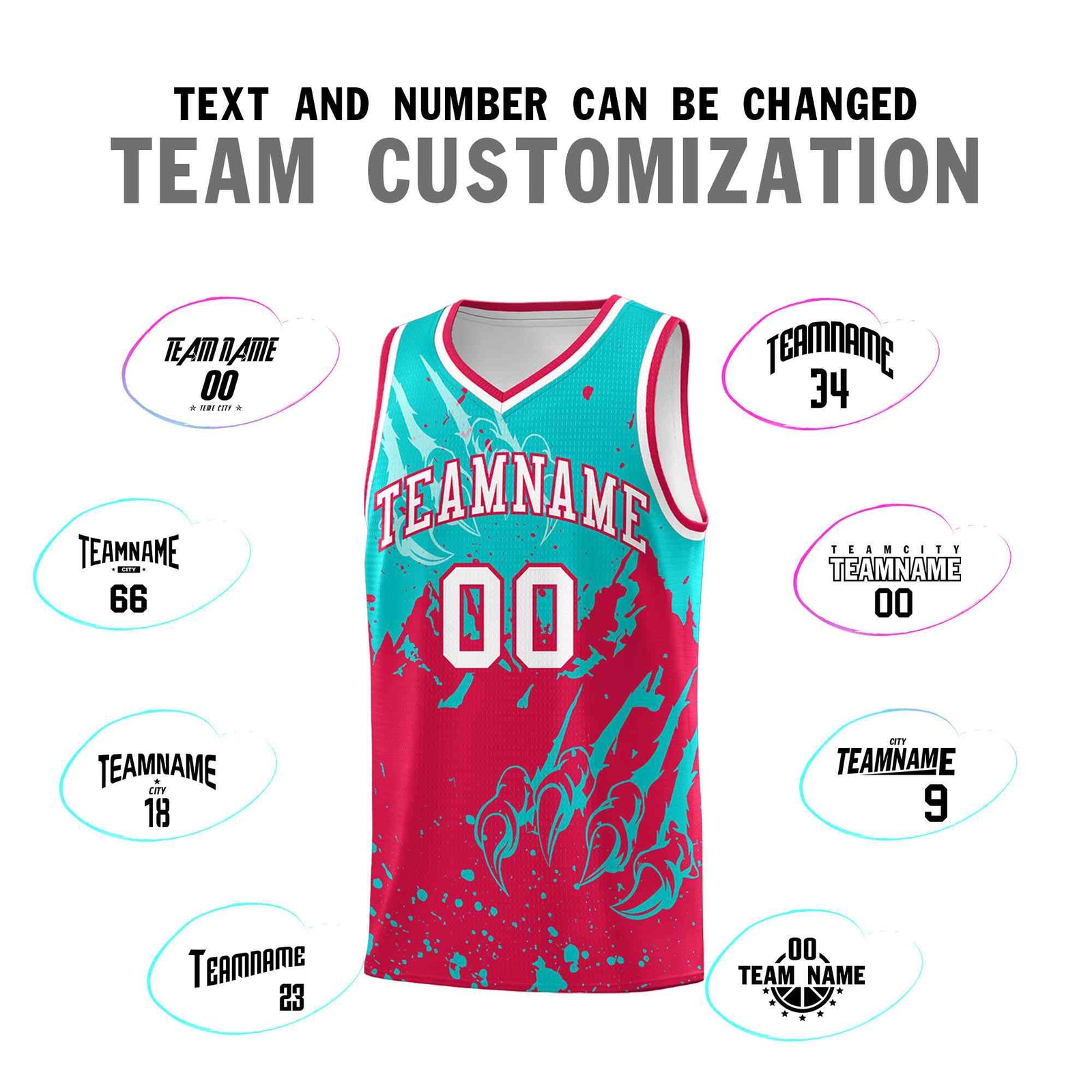Custom Aqua Red Snow Mountain Beast Pattern Sports Uniform Basketball Jersey
