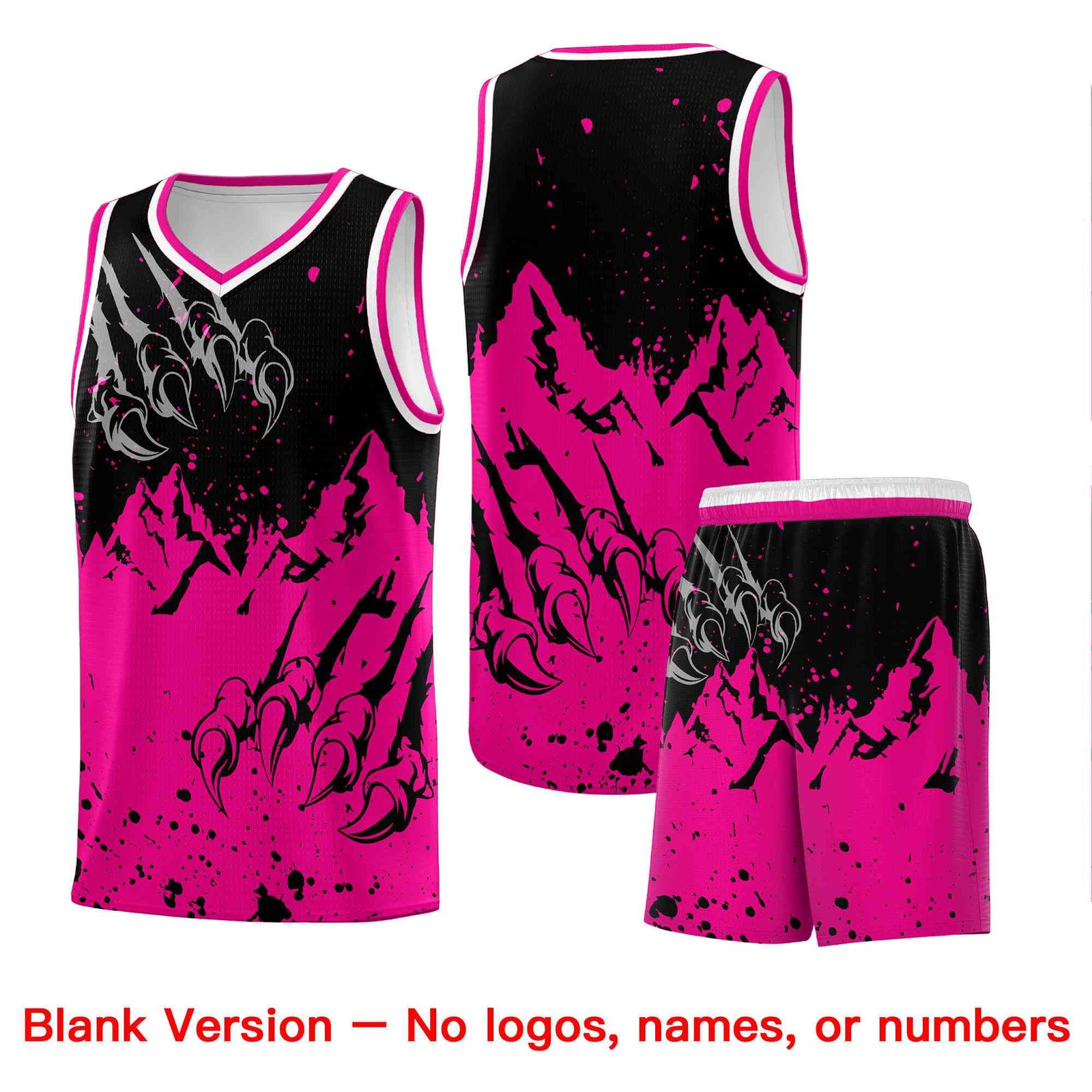 Custom Black Pink Snow Mountain Beast Pattern Sports Uniform Basketball Jersey