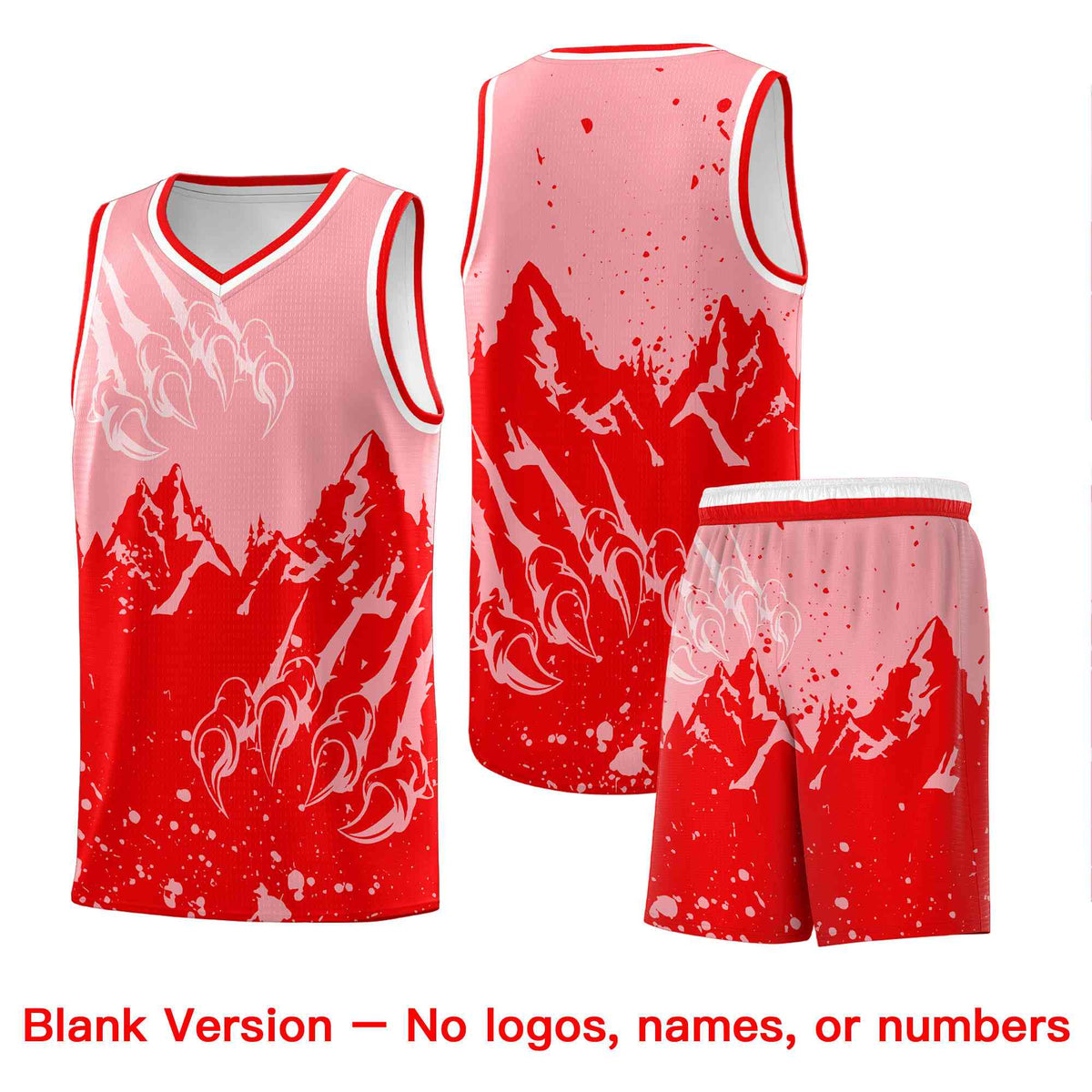 Custom Light Pink Light Red Snow Mountain Beast Pattern Sports Uniform Basketball Jersey
