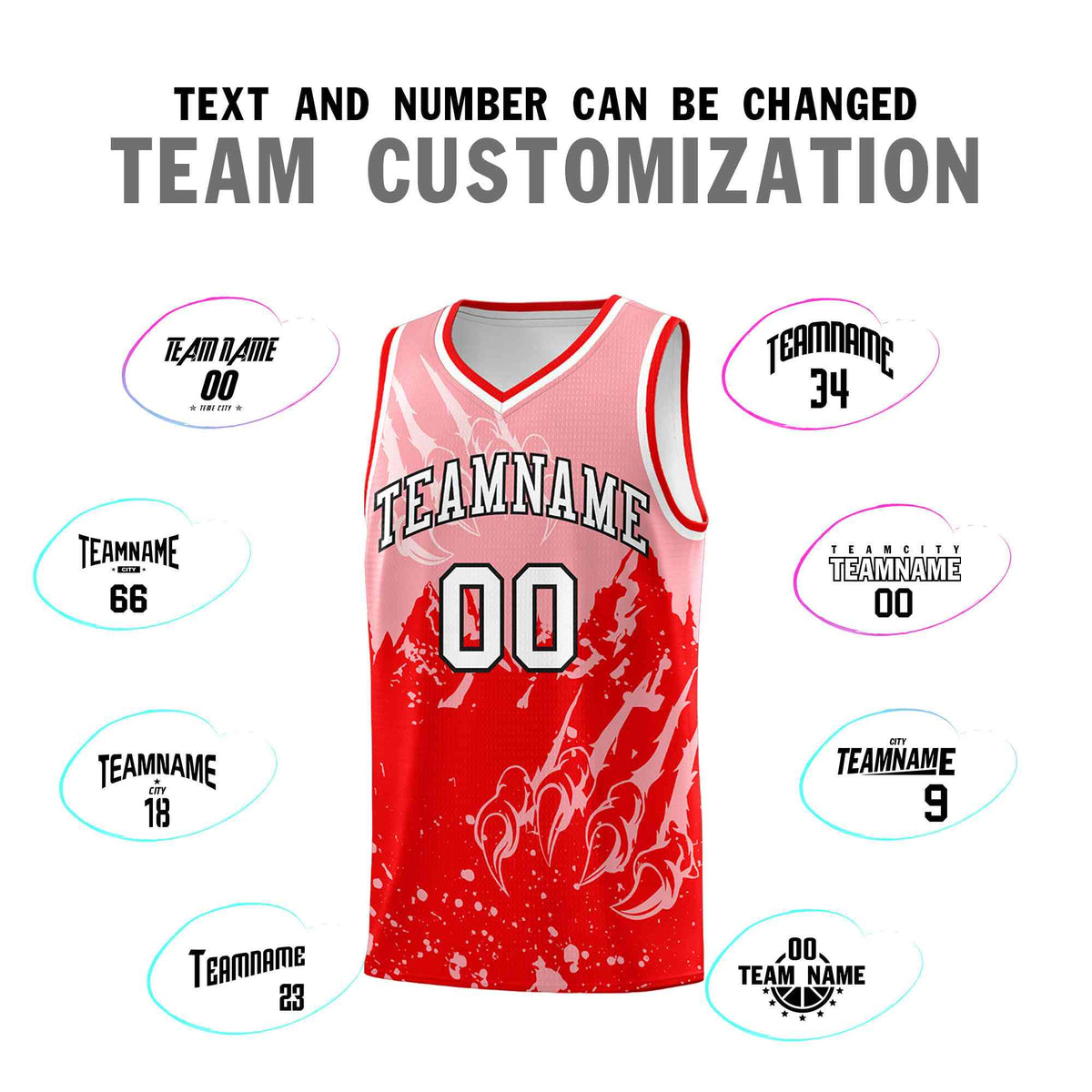 Custom Light Pink Light Red Snow Mountain Beast Pattern Sports Uniform Basketball Jersey