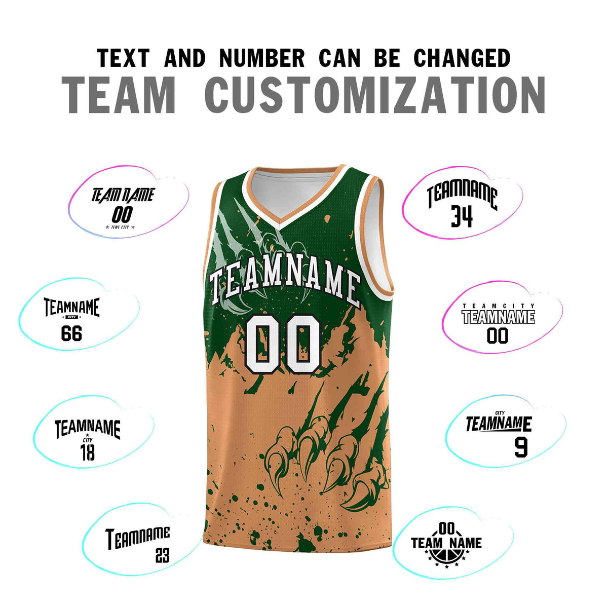 Custom Green Buckskin Brown Snow Mountain Beast Pattern Sports Uniform Basketball Jersey