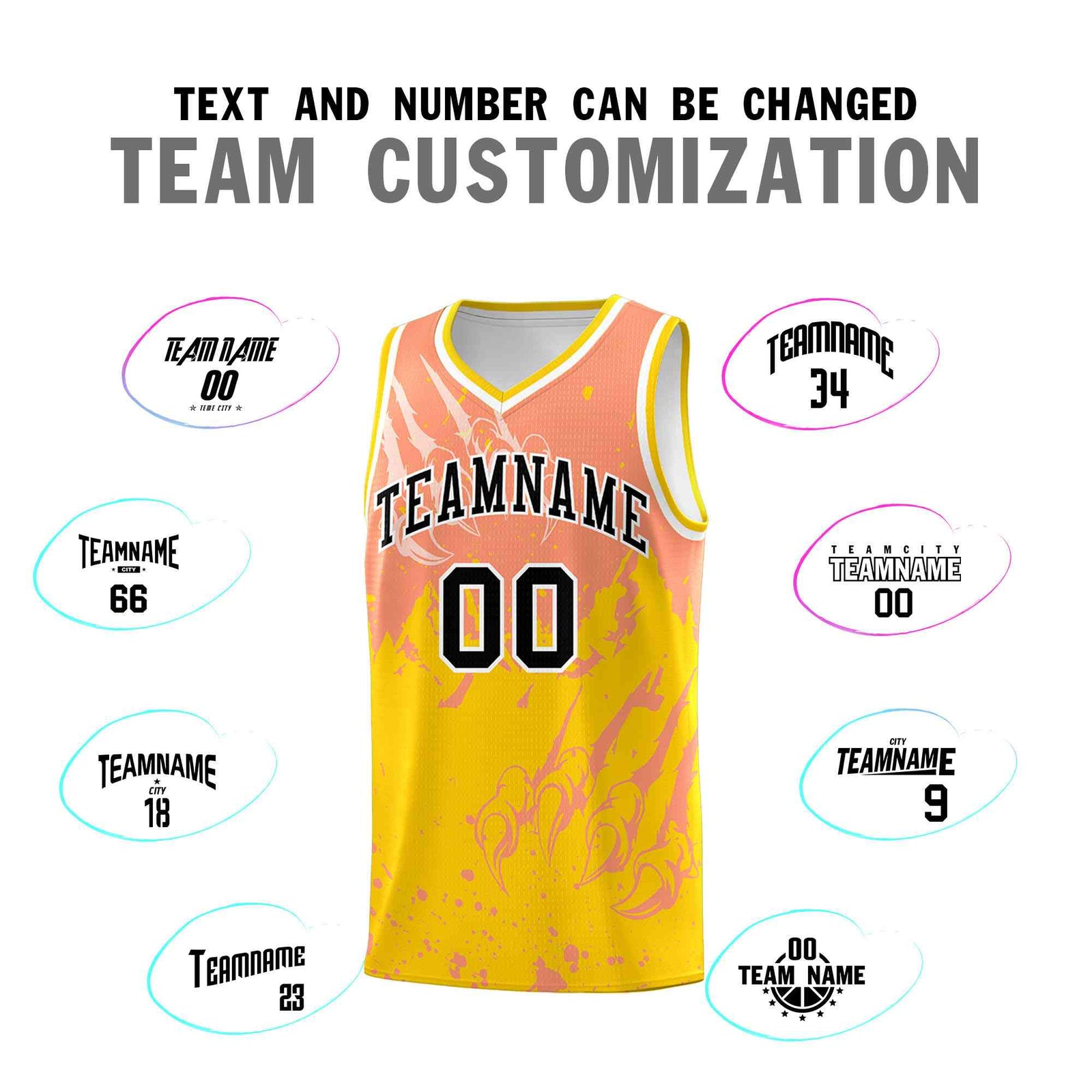 Custom Light Orange Gold Snow Mountain Beast Pattern Sports Uniform Basketball Jersey