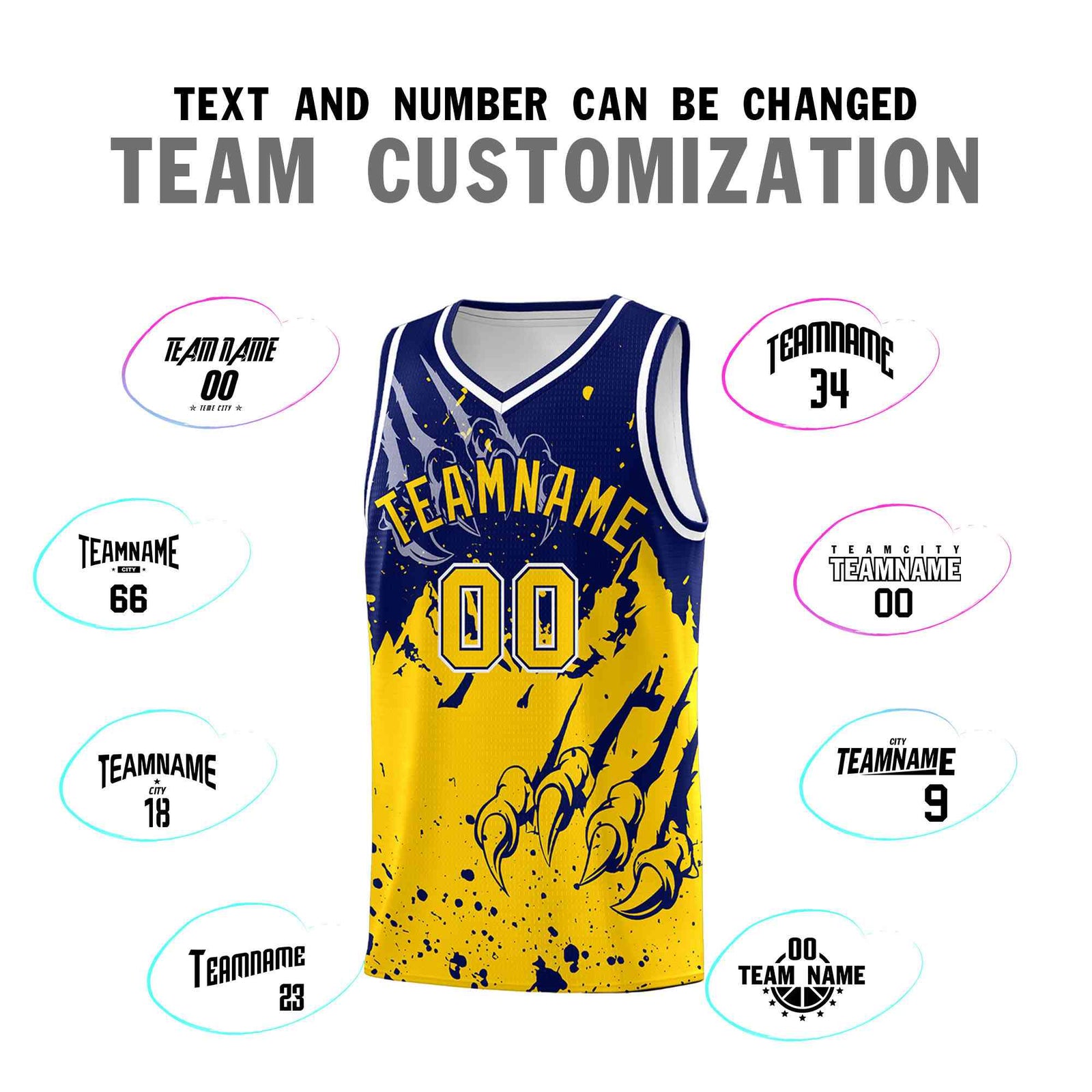 Custom Navy Gold Snow Mountain Beast Pattern Sports Uniform Basketball Jersey