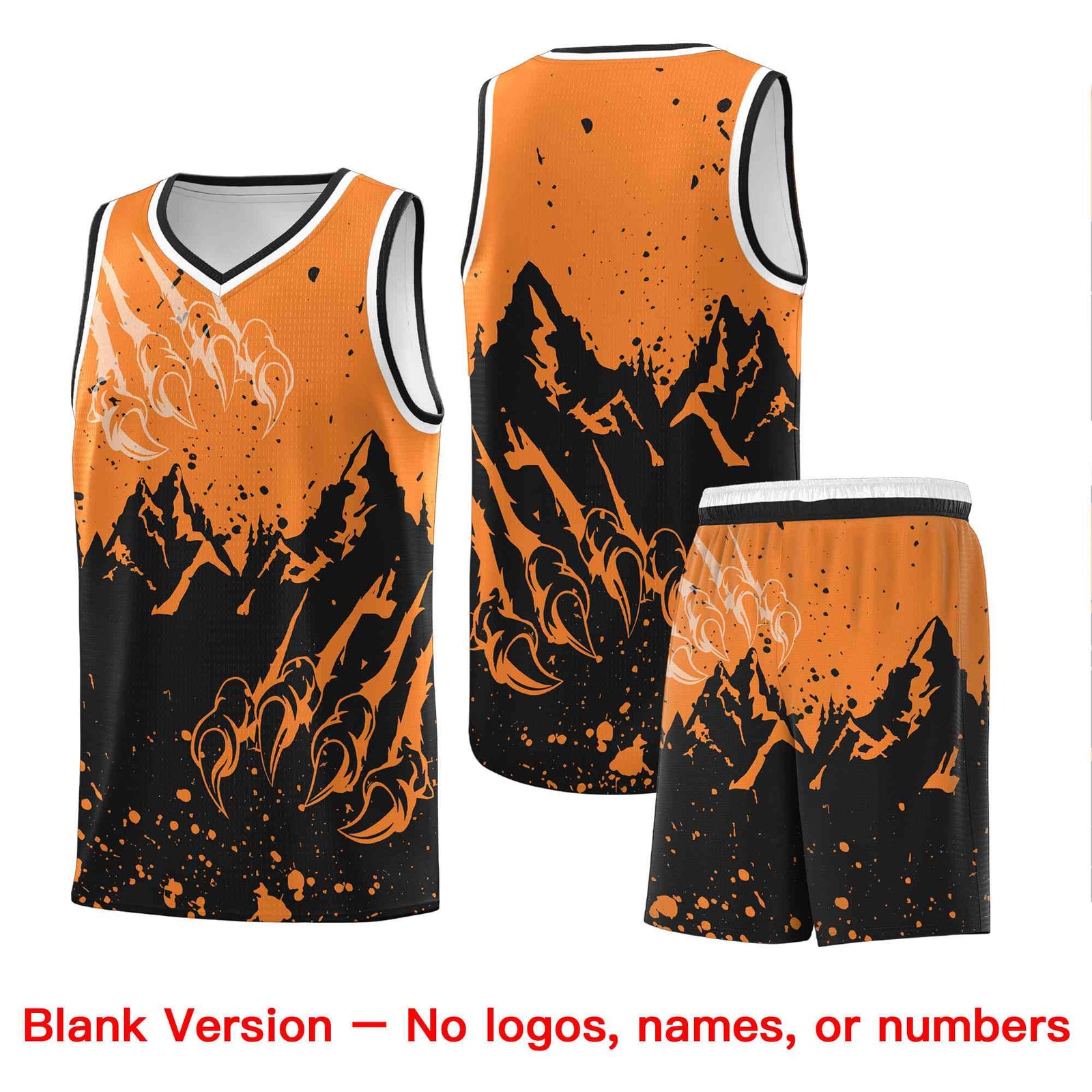 Custom Gold Orange Black Snow Mountain Beast Pattern Sports Uniform Basketball Jersey