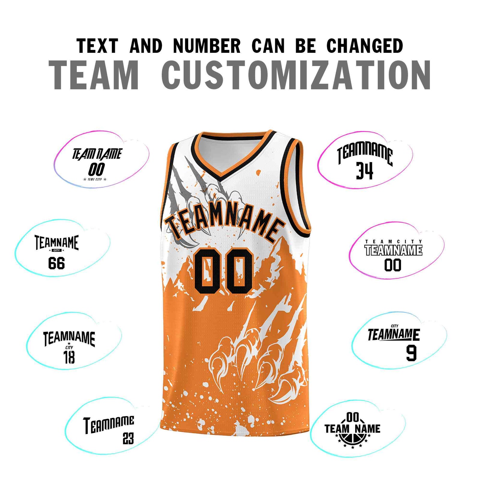 Custom White Gold Orange Snow Mountain Beast Pattern Sports Uniform Basketball Jersey