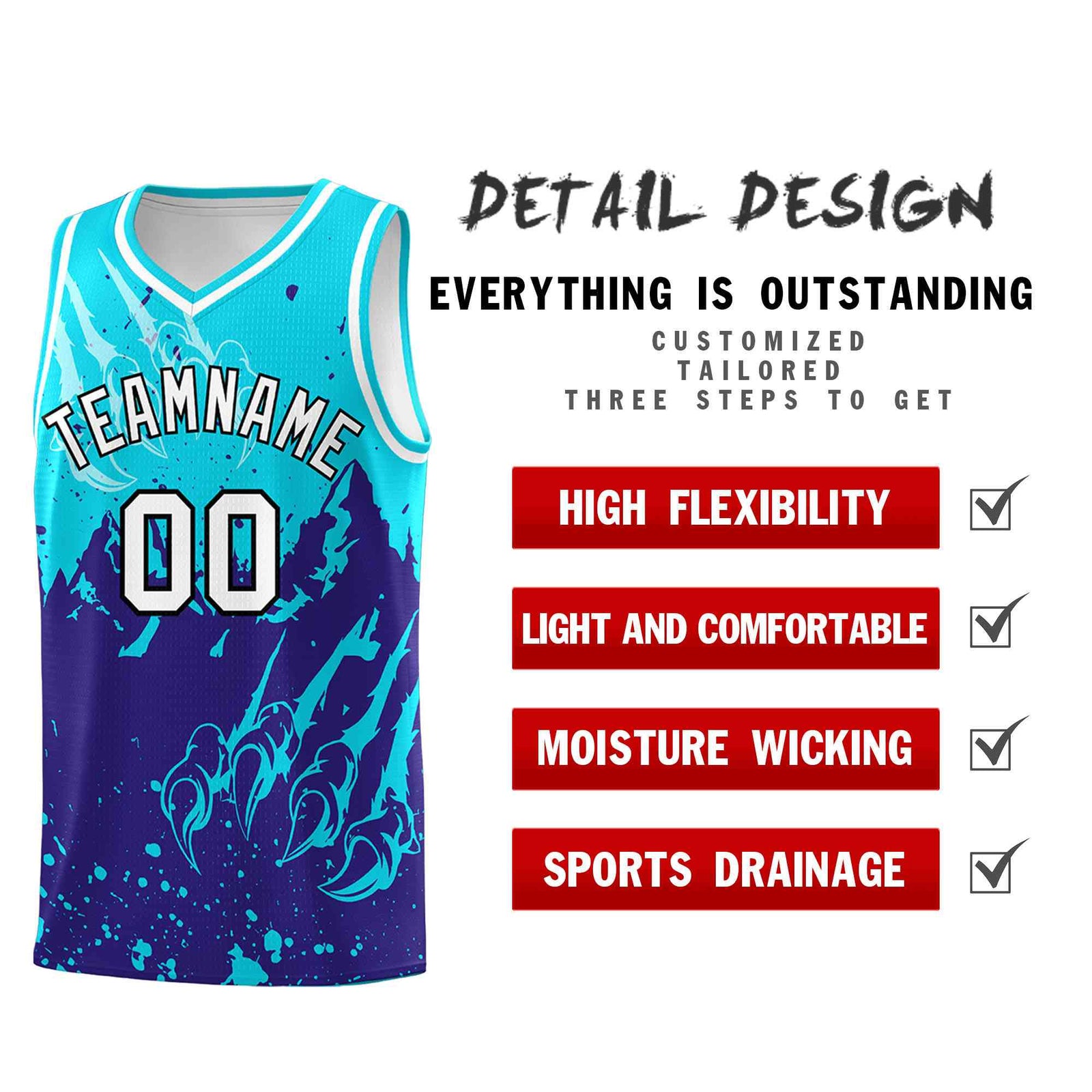 Custom Sky Blue Royal Snow Mountain Beast Pattern Sports Uniform Basketball Jersey