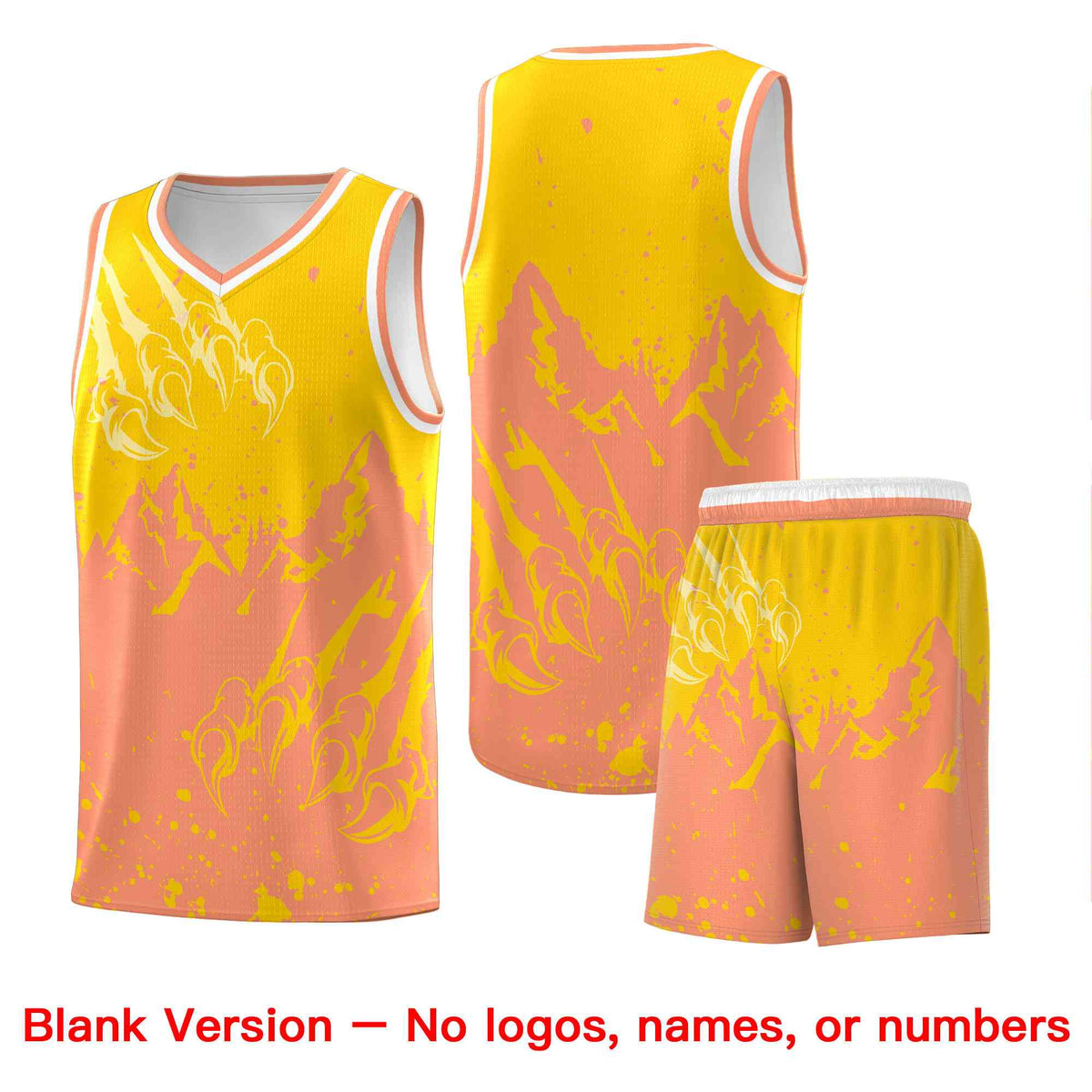 Custom Gold Light Orange Snow Mountain Beast Pattern Sports Uniform Basketball Jersey