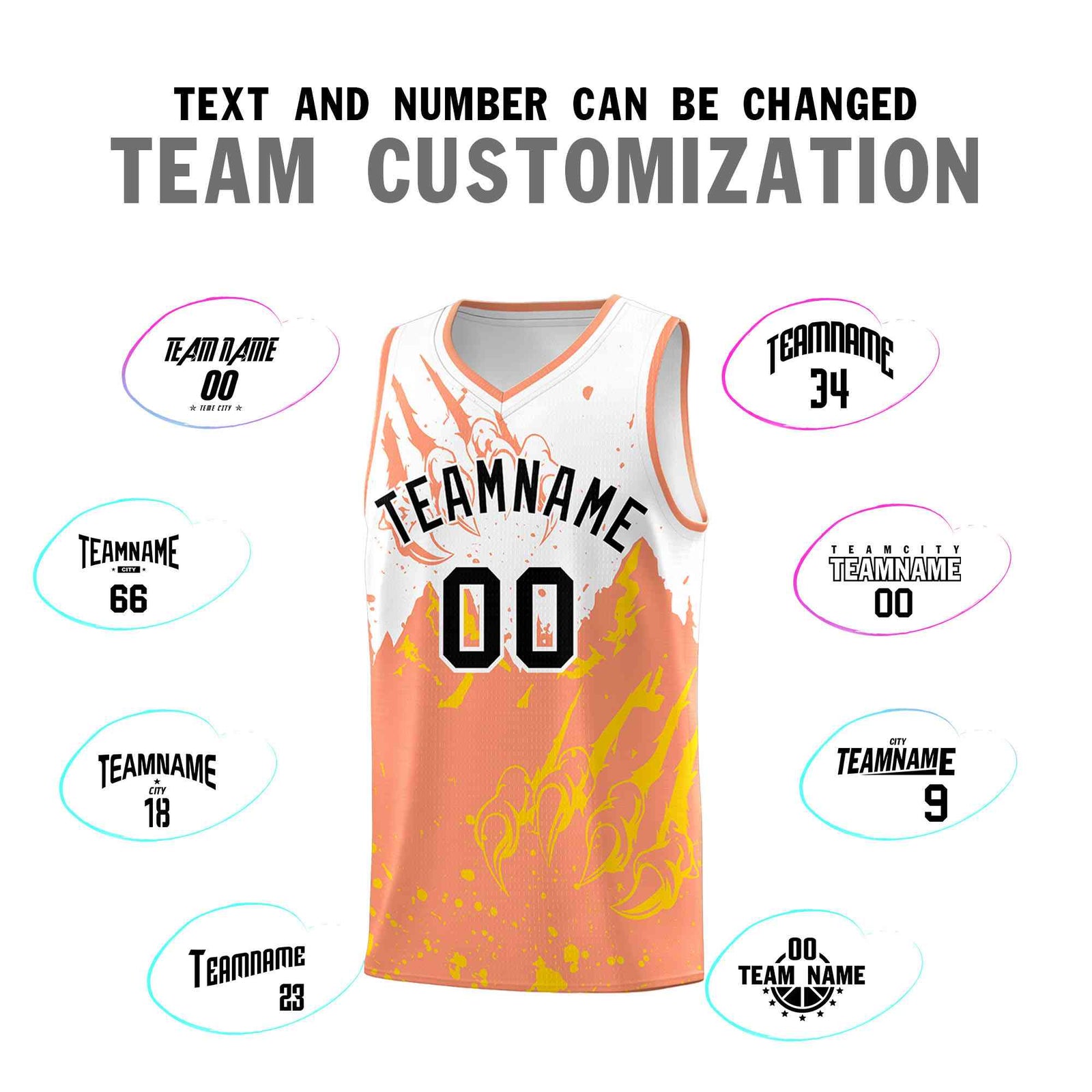 Custom White Light Orange Snow Mountain Beast Pattern Sports Uniform Basketball Jersey