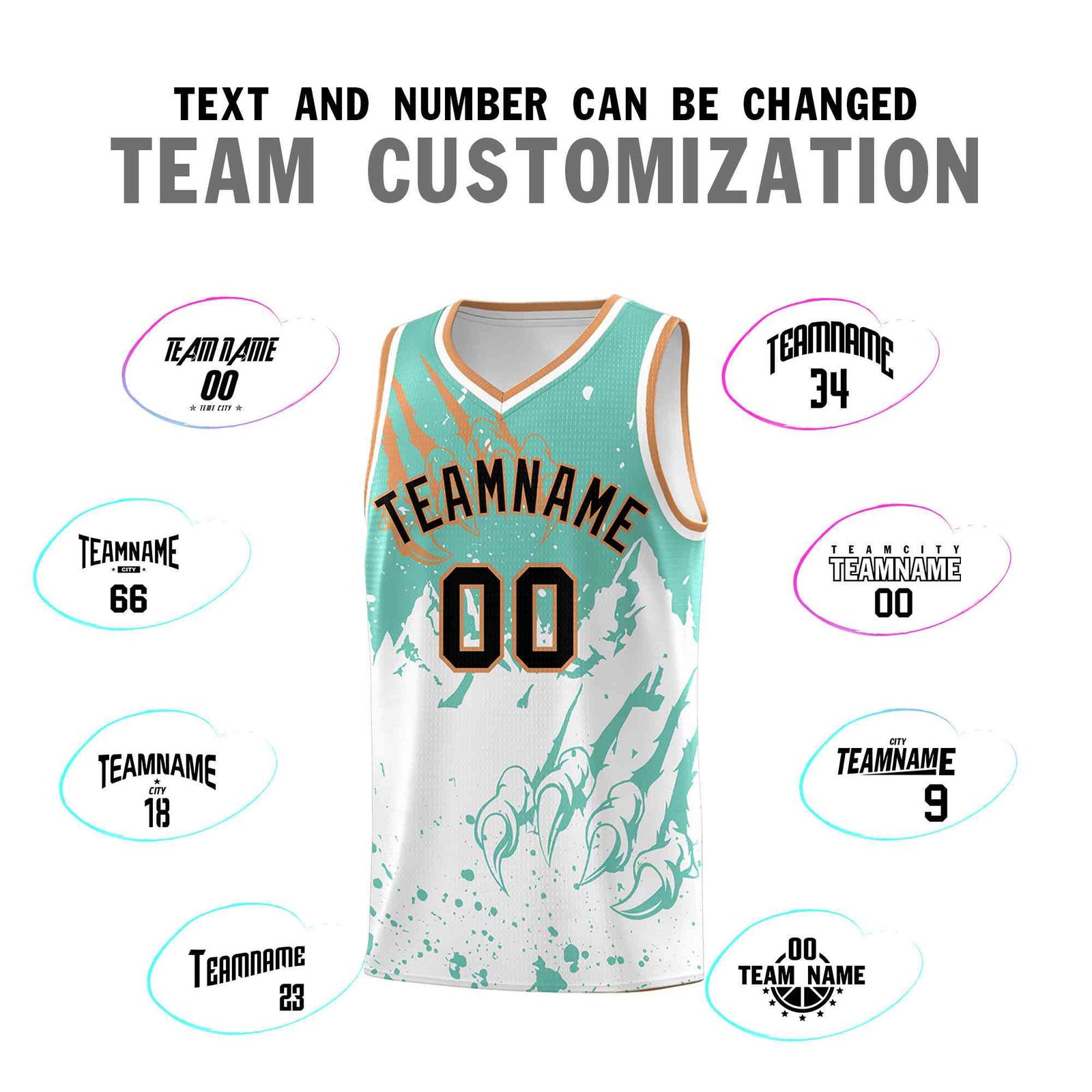 Custom Bright Green White Snow Mountain Beast Pattern Sports Uniform Basketball Jersey