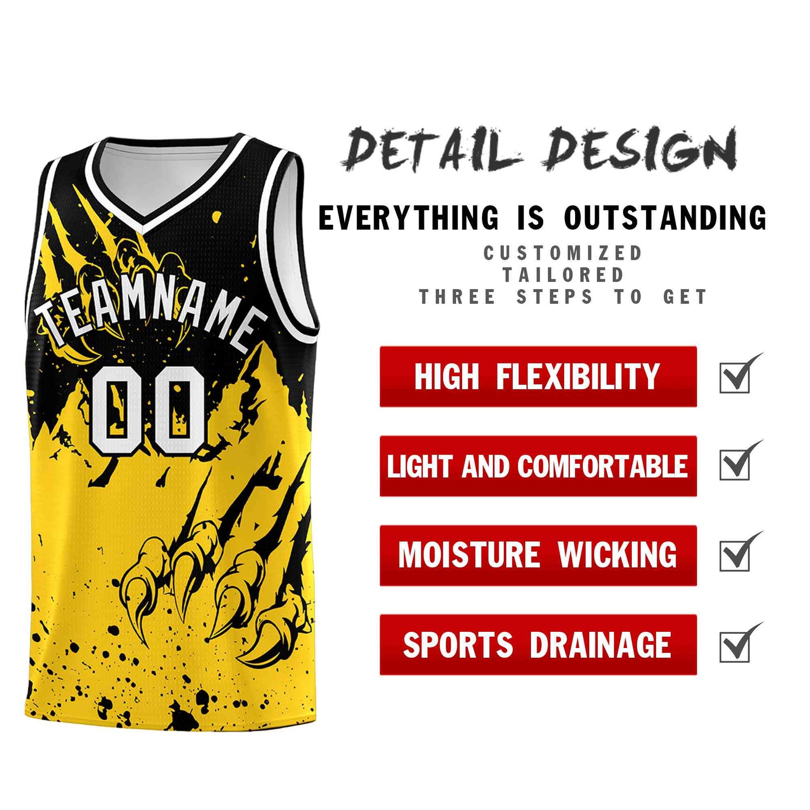 Custom Black Gold Snow Mountain Beast Pattern Sports Uniform Basketball Jersey