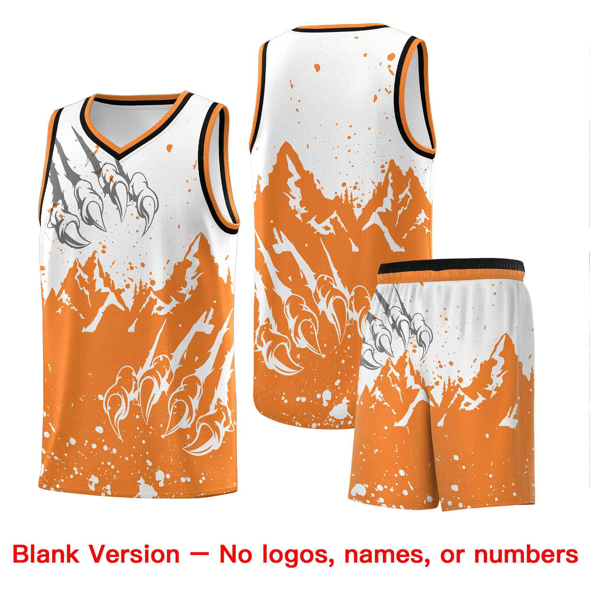 Custom White Gold Orange Snow Mountain Beast Pattern Sports Uniform Basketball Jersey