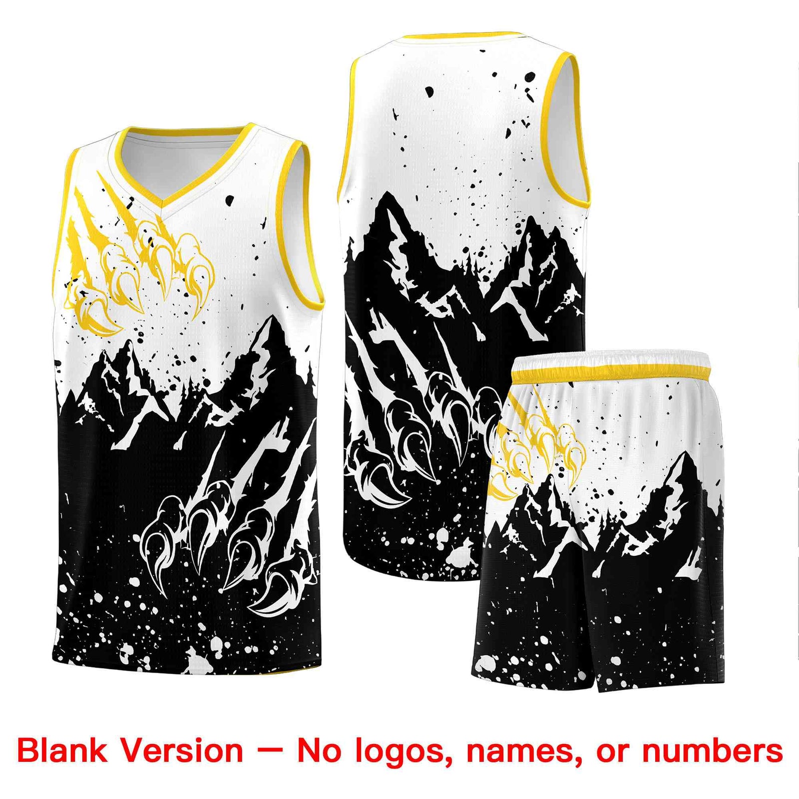 Custom White Black Snow Mountain Beast Pattern Sports Uniform Basketball Jersey