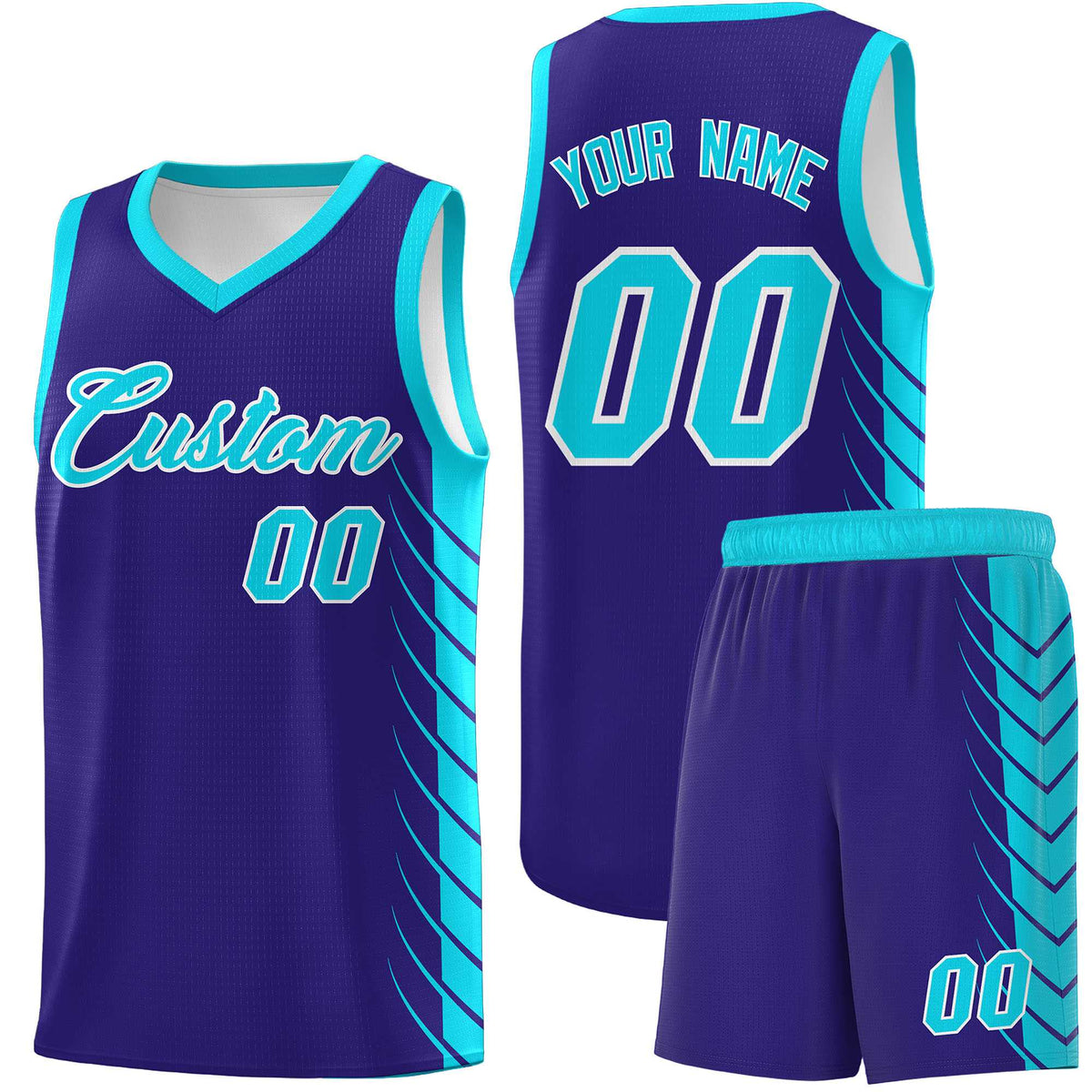 Custom Royal Sky Blue Personalized Side Symmetrical Line Pattern Sports Uniform Basketball Jersey