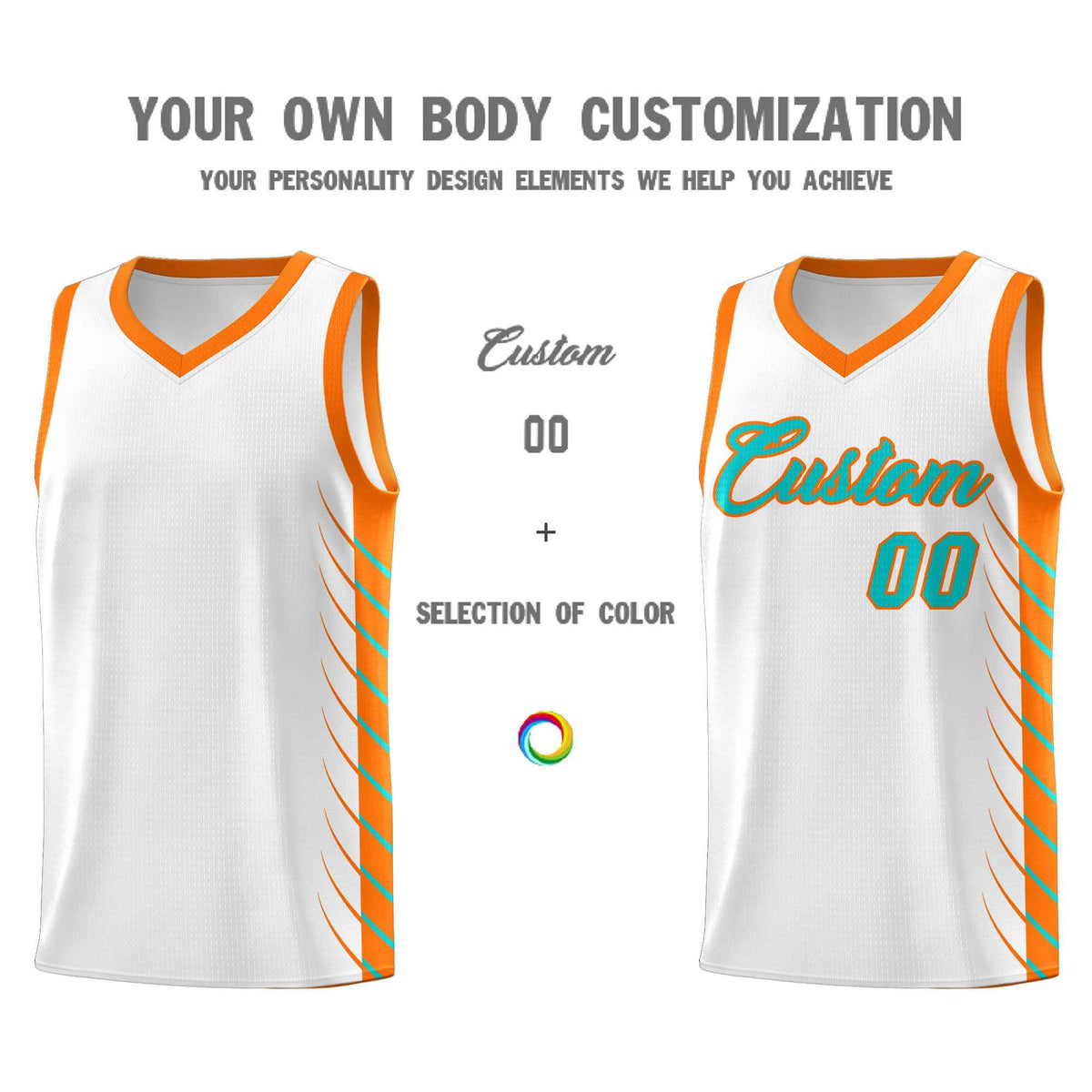 Custom White Sky Blue Personalized Side Symmetrical Line Pattern Sports Uniform Basketball Jersey
