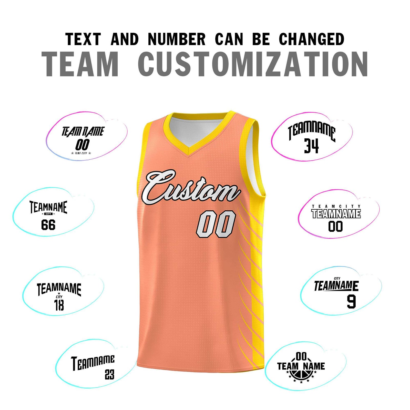 Custom Light Orange Gold Personalized Side Symmetrical Line Pattern Sports Uniform Basketball Jersey