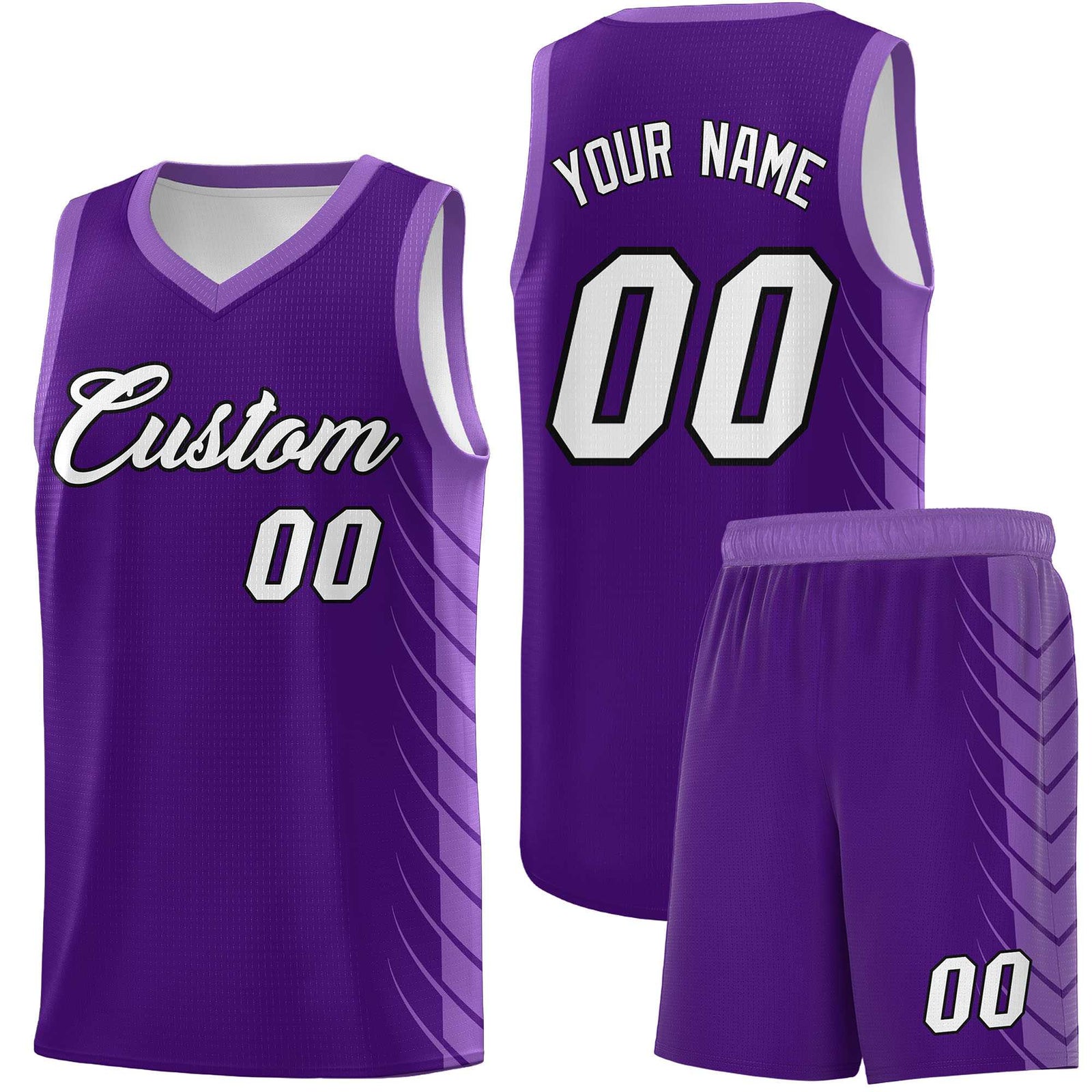 Custom Purple Light Purple Personalized Side Symmetrical Line Pattern Sports Uniform Basketball Jersey