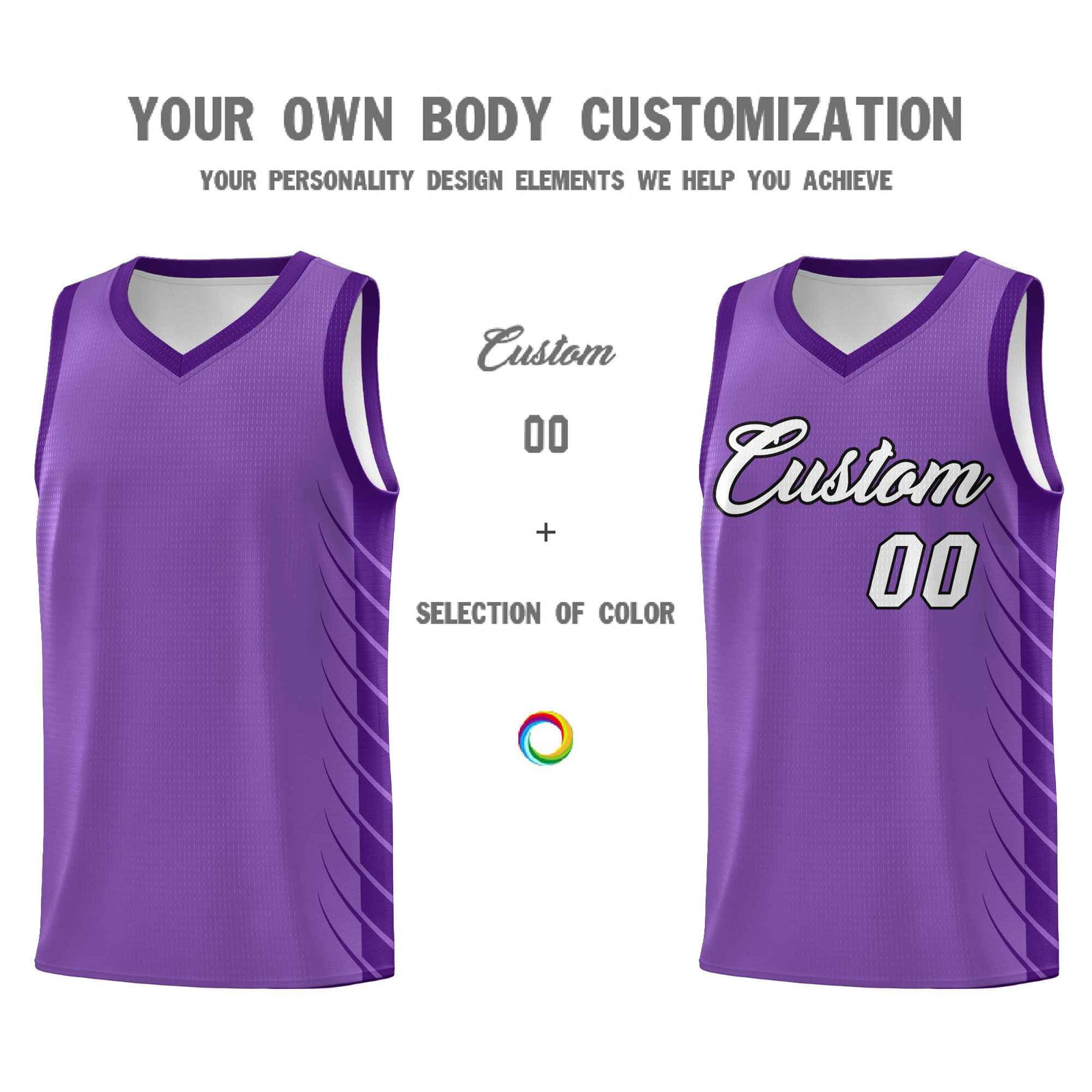 Custom Light Purple Purple Personalized Side Symmetrical Line Pattern Sports Uniform Basketball Jersey