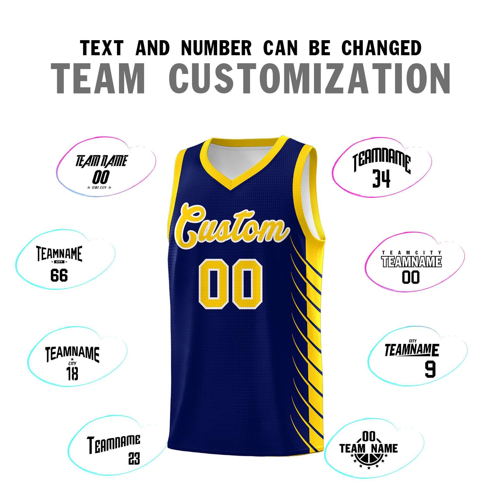 Custom Navy Gold Personalized Side Symmetrical Line Pattern Sports Uniform Basketball Jersey| KXKSHOP