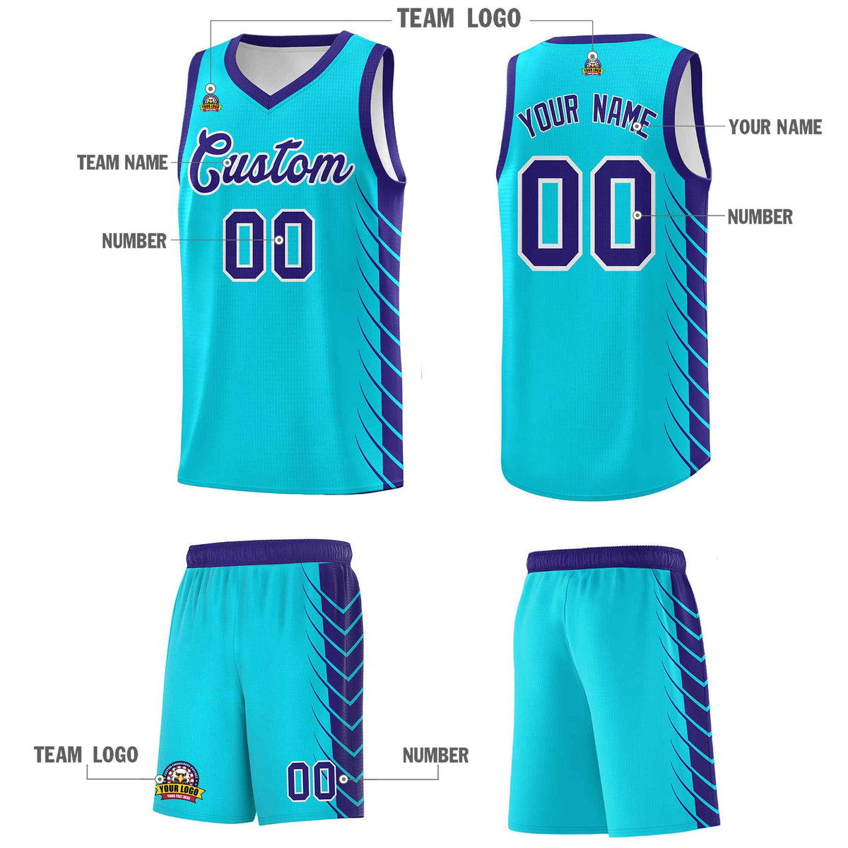 Custom Sky Blue Royal Personalized Side Symmetrical Line Pattern Sports Uniform Basketball Jersey| KXKSHOP