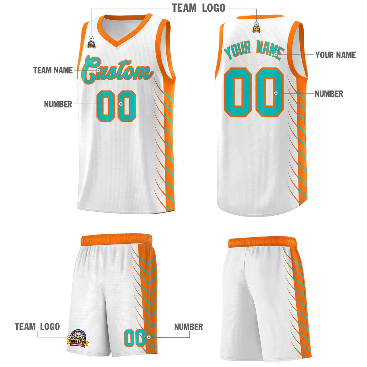 Custom White Sky Blue Personalized Side Symmetrical Line Pattern Sports Uniform Basketball Jersey| KXKSHOP