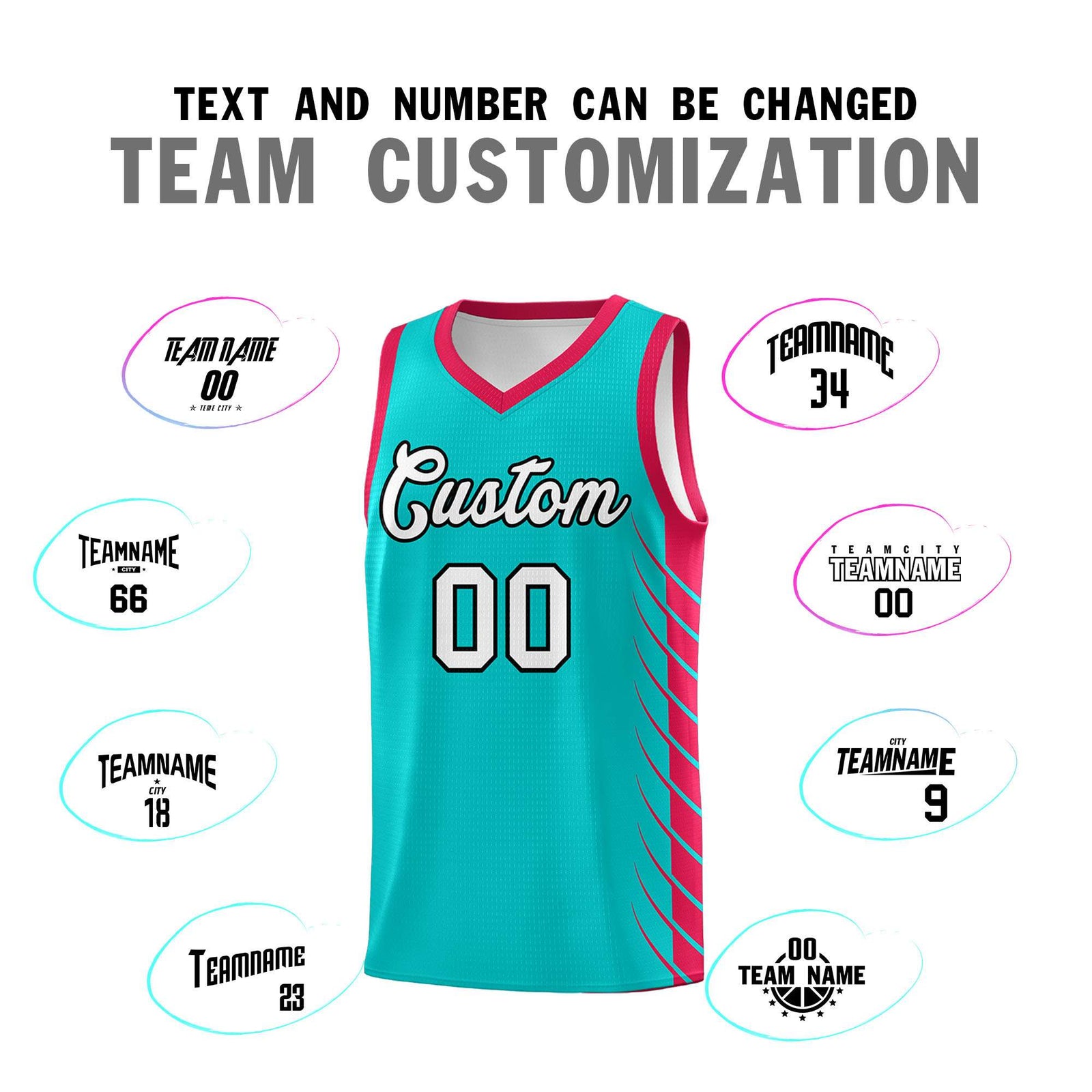 Custom Aqua Red Personalized Side Symmetrical Line Pattern Sports Uniform Basketball Jersey| KXKSHOP