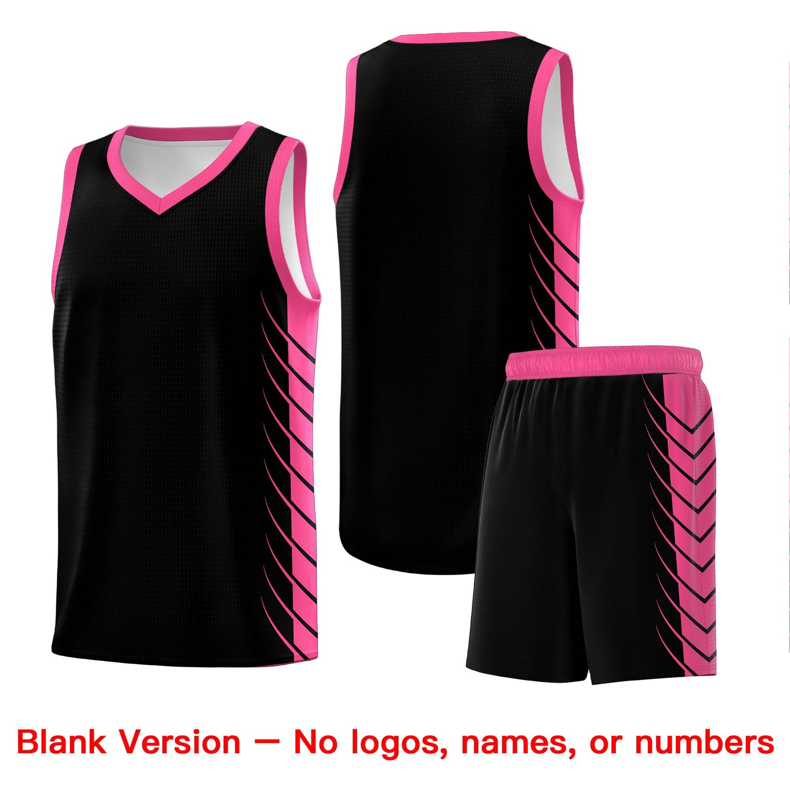 Custom Black Pink Personalized Side Symmetrical Line Pattern Sports Uniform Basketball Jersey| KXKSHOP