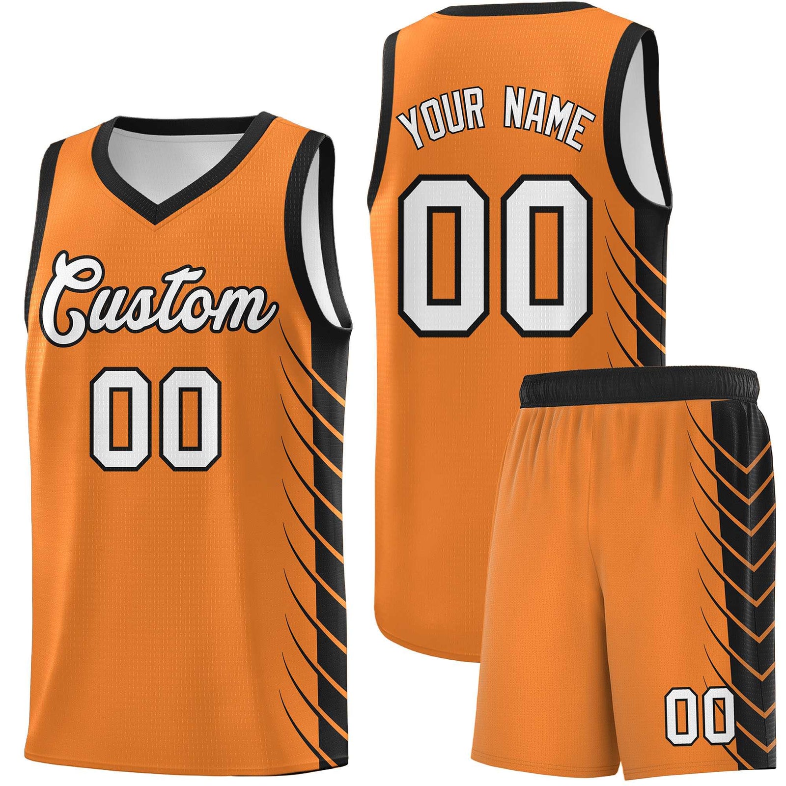 Custom Gold Orange Black Personalized Side Symmetrical Line Pattern Sports Uniform Basketball Jersey| KXKSHOP