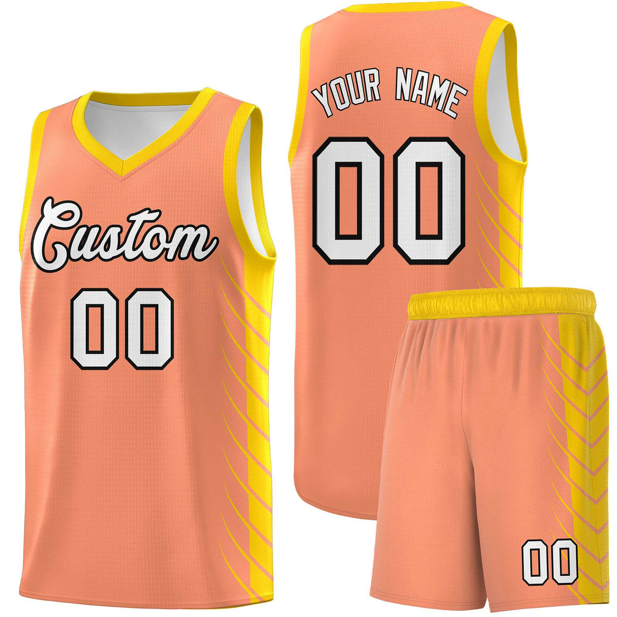 Custom Light Orange Gold Personalized Side Symmetrical Line Pattern Sports Uniform Basketball Jersey| KXKSHOP