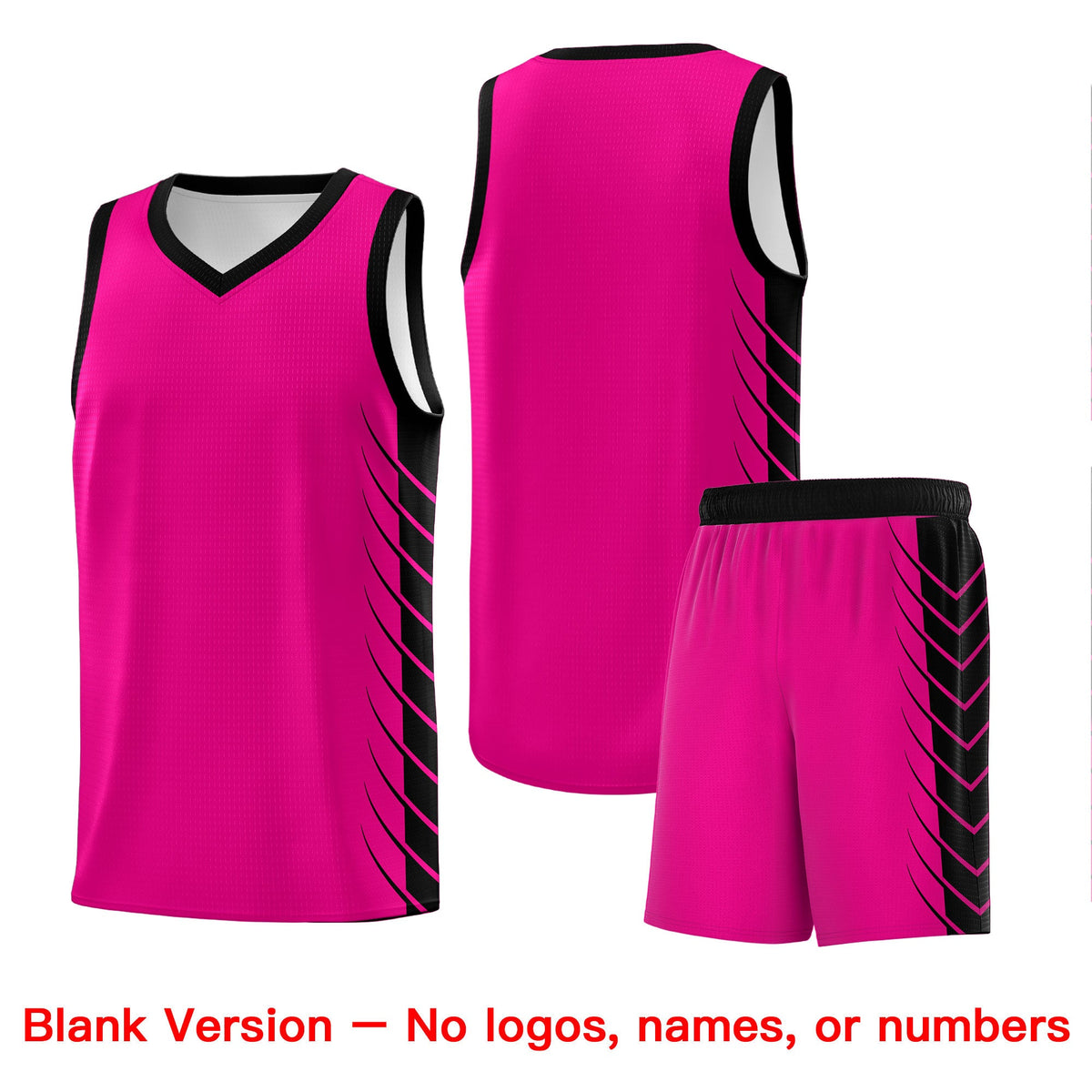 Custom Pink Black Personalized Side Symmetrical Line Pattern Sports Uniform Basketball Jersey| KXKSHOP