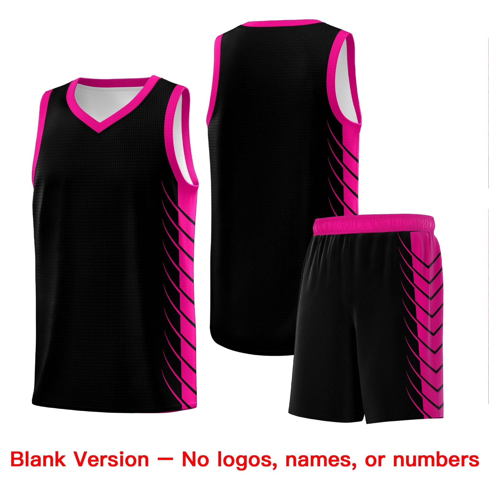 Custom Black Pink Personalized Side Symmetrical Line Pattern Sports Uniform Basketball Jersey| KXKSHOP
