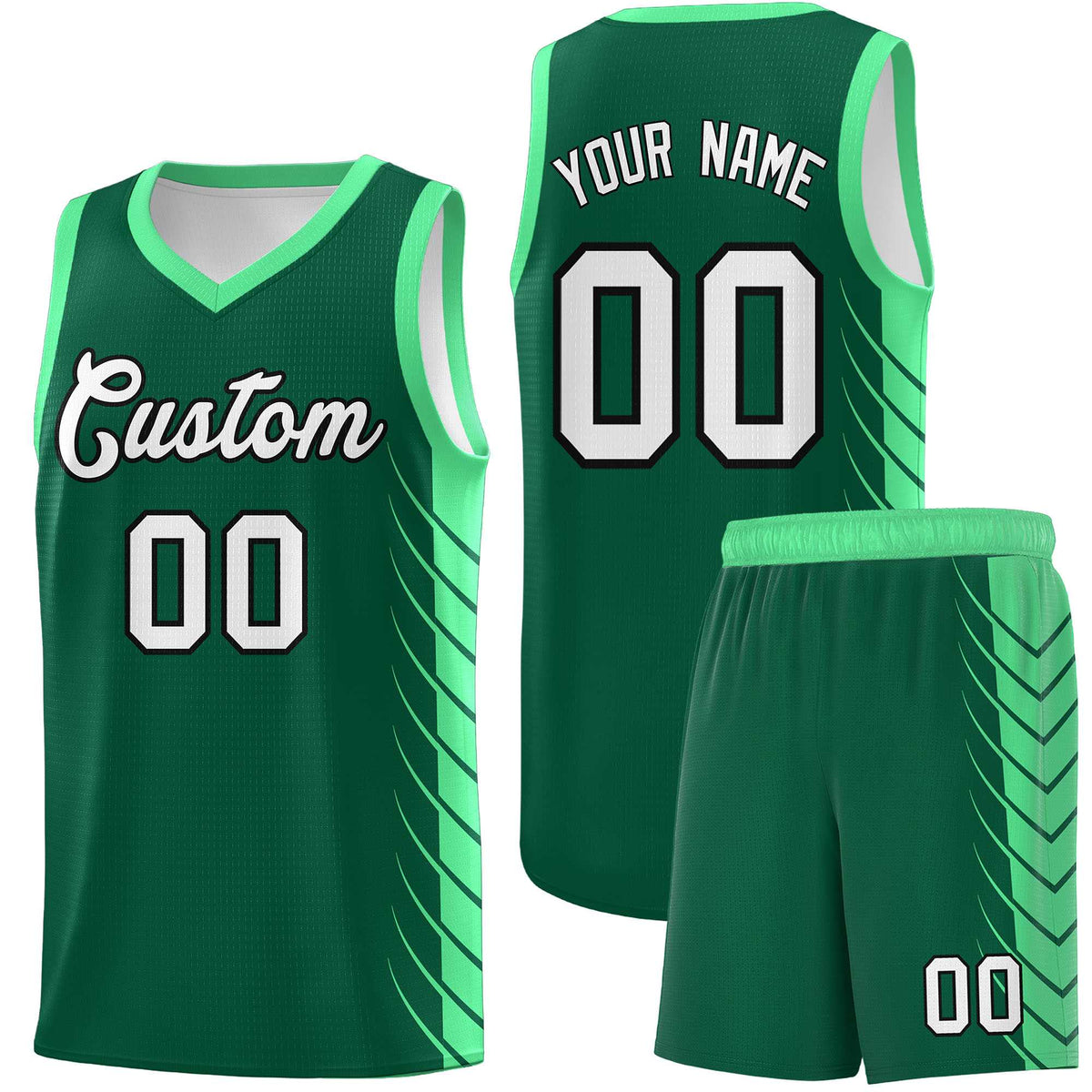 Custom Kelly Green Green Personalized Side Symmetrical Line Pattern Sports Uniform Basketball Jersey| KXKSHOP