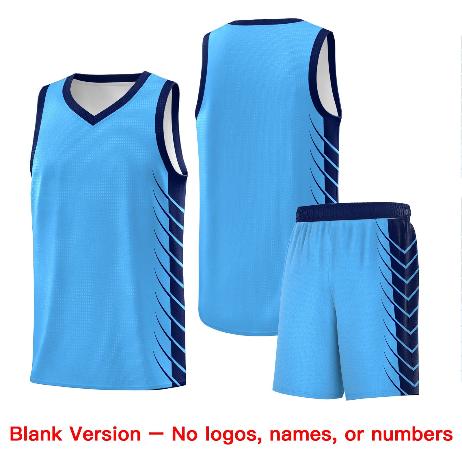Custom Powder Blue Navy Personalized Side Symmetrical Line Pattern Sports Uniform Basketball Jersey| KXKSHOP