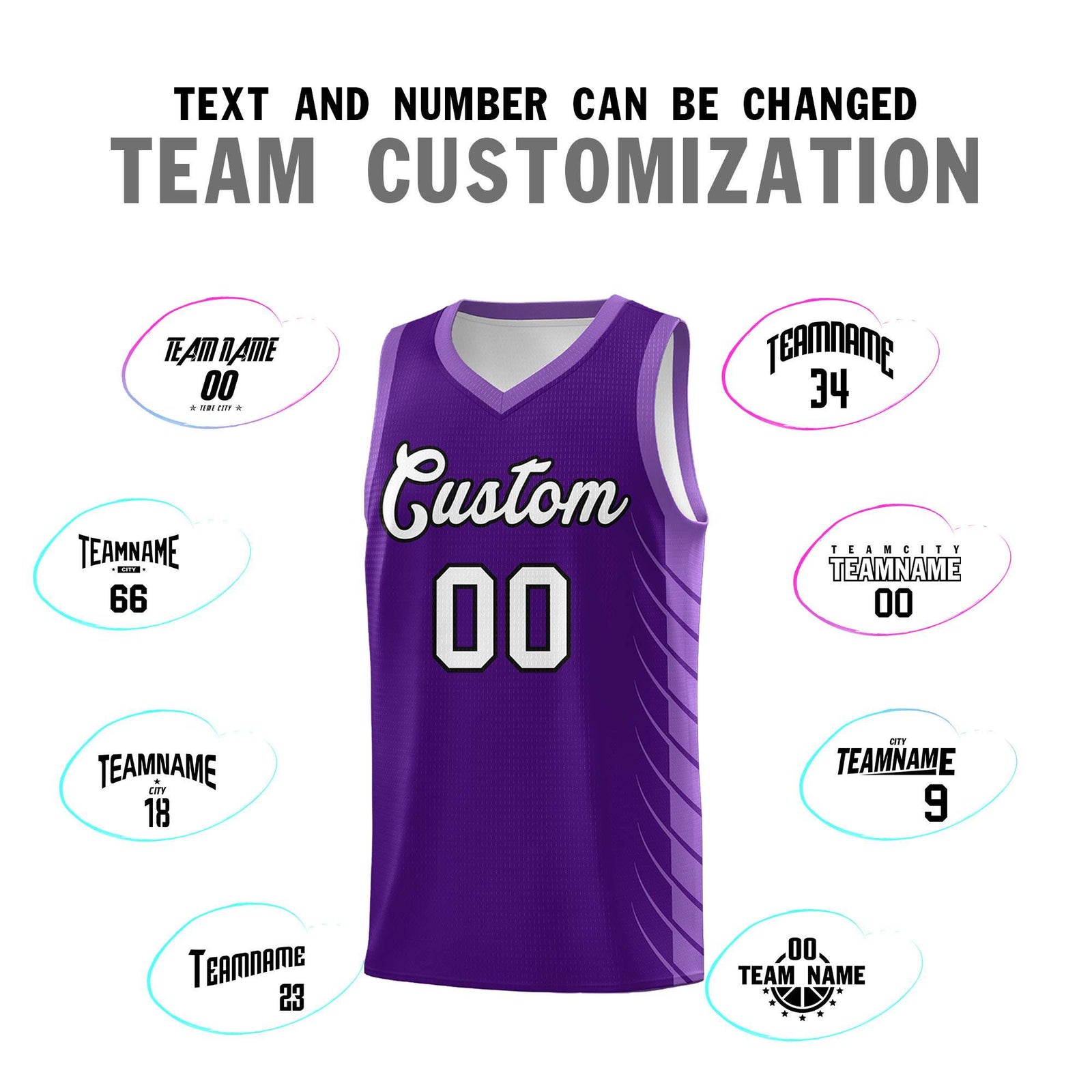 Custom Purple Light Purple Personalized Side Symmetrical Line Pattern Sports Uniform Basketball Jersey| KXKSHOP