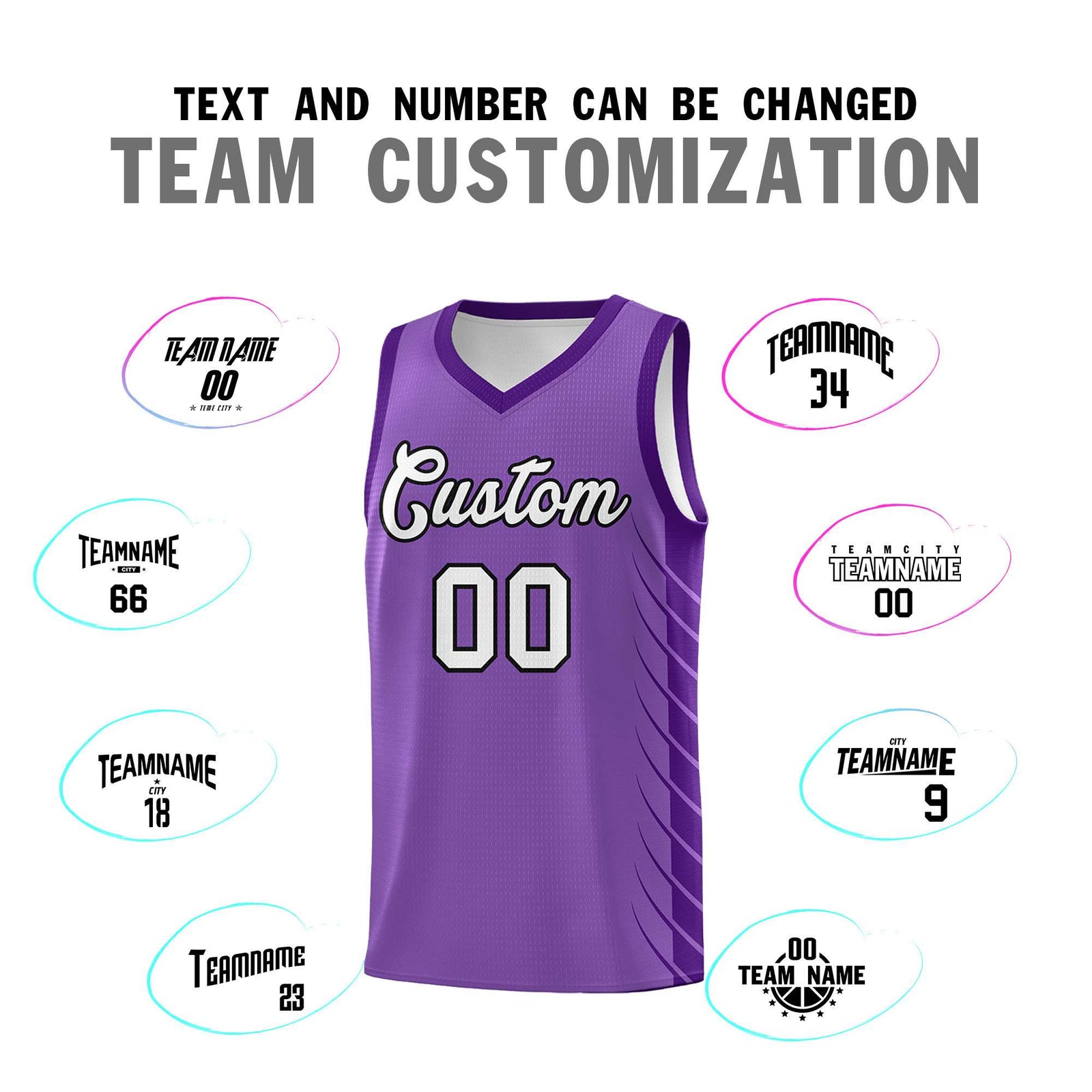 Custom Light Purple Purple Personalized Side Symmetrical Line Pattern Sports Uniform Basketball Jersey| KXKSHOP