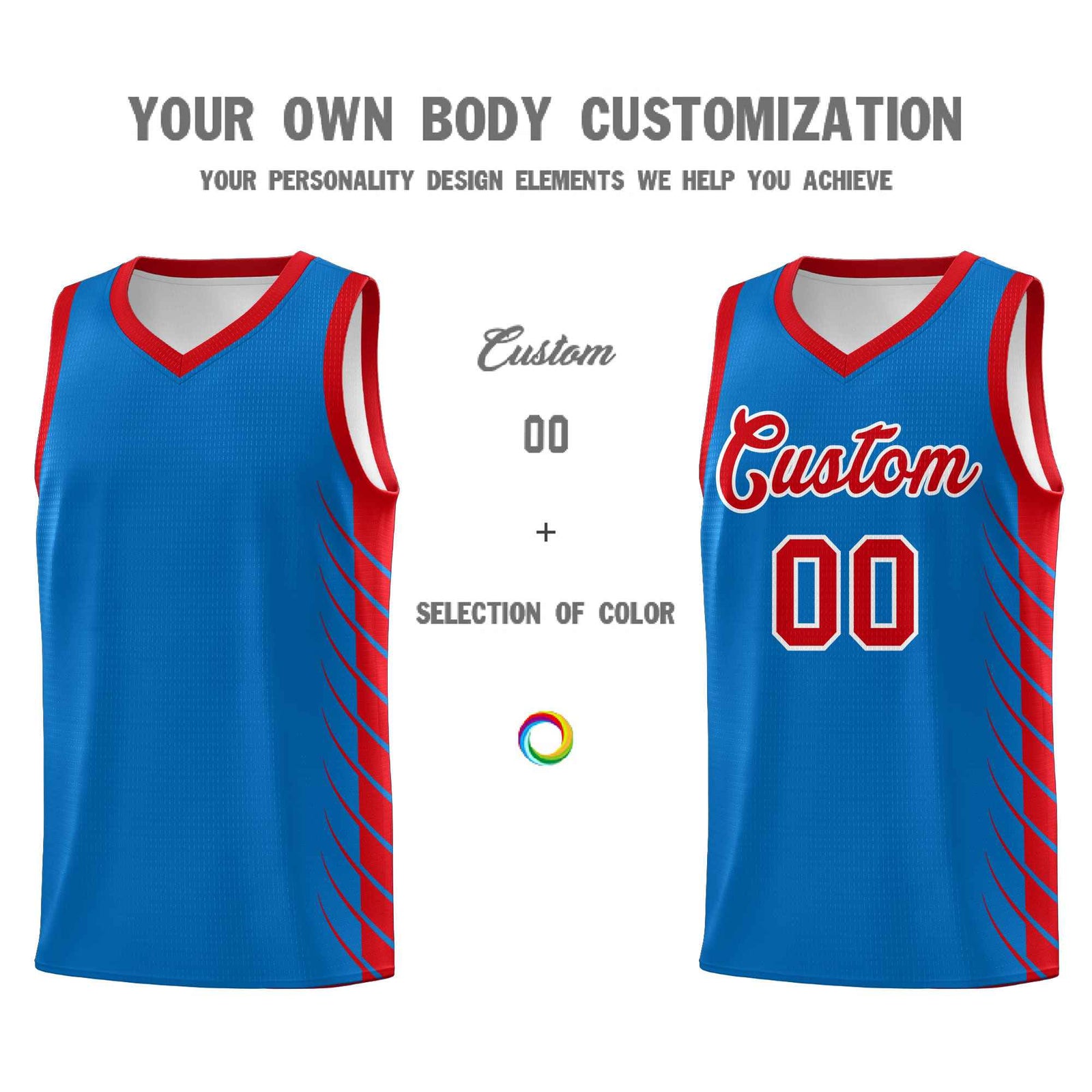 Custom Royal Red Personalized Side Symmetrical Line Pattern Sports Uniform Basketball Jersey| KXKSHOP