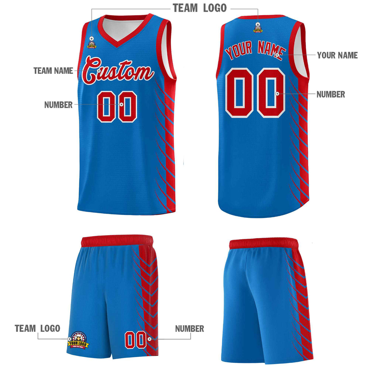 Custom Royal Red Personalized Side Symmetrical Line Pattern Sports Uniform Basketball Jersey| KXKSHOP