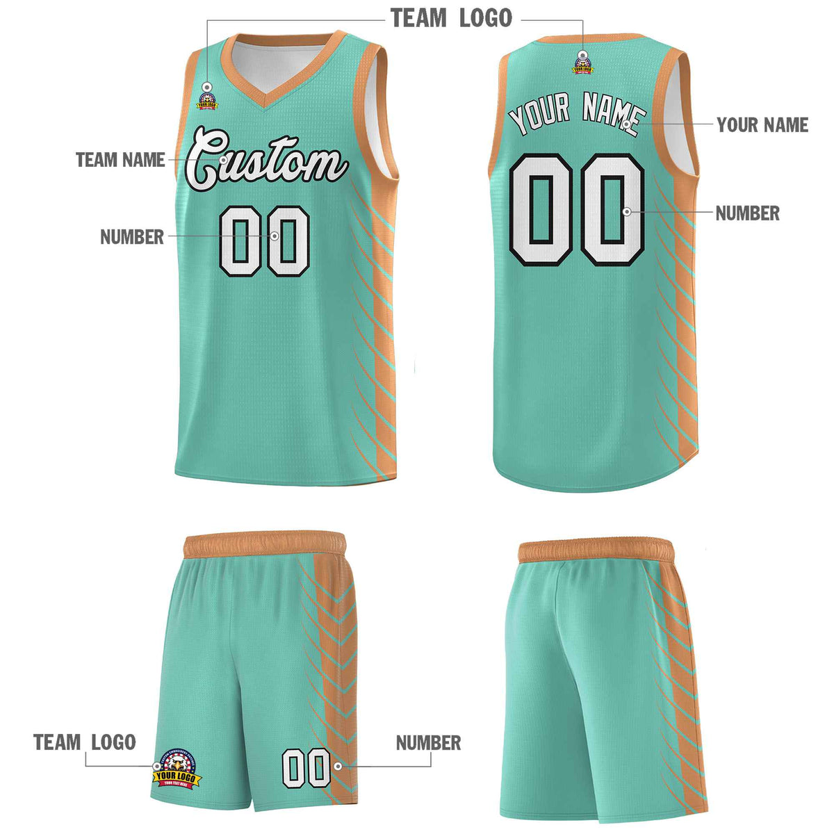 Custom Bright Green Buckskin Brown Personalized Side Symmetrical Line Pattern Sports Uniform Basketball Jersey| KXKSHOP