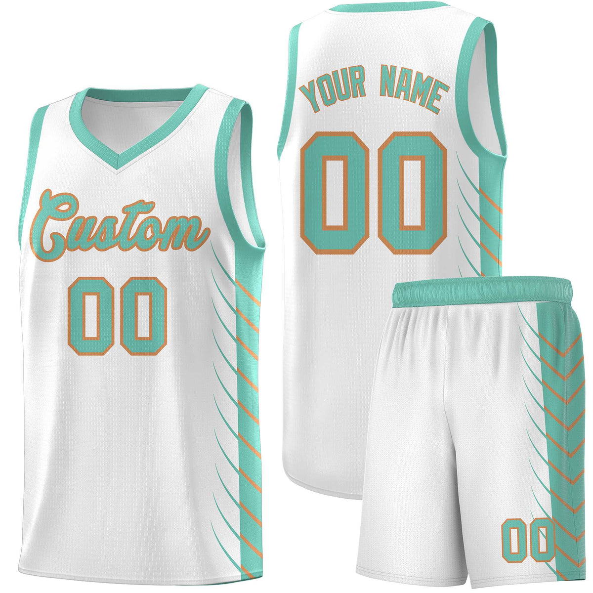 Custom White Bright Green Personalized Side Symmetrical Line Pattern Sports Uniform Basketball Jersey| KXKSHOP