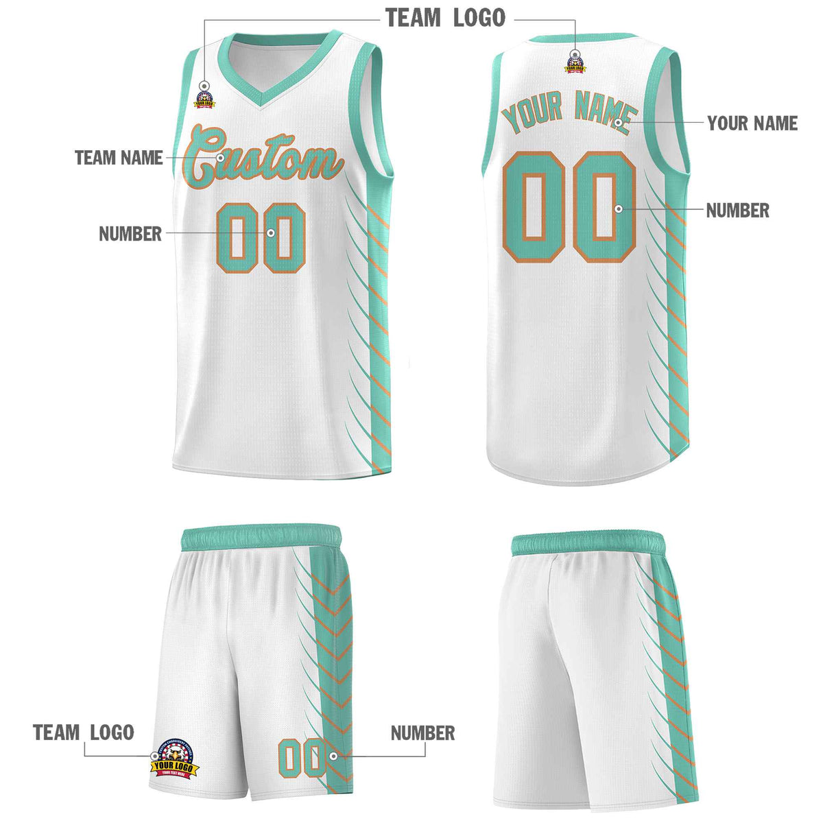 Custom White Bright Green Personalized Side Symmetrical Line Pattern Sports Uniform Basketball Jersey| KXKSHOP