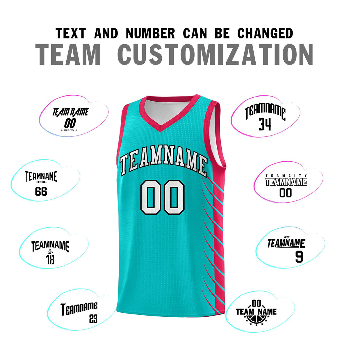 Custom Aqua Red Personalized Side Symmetrical Line Pattern Sports Uniform Basketball Jersey