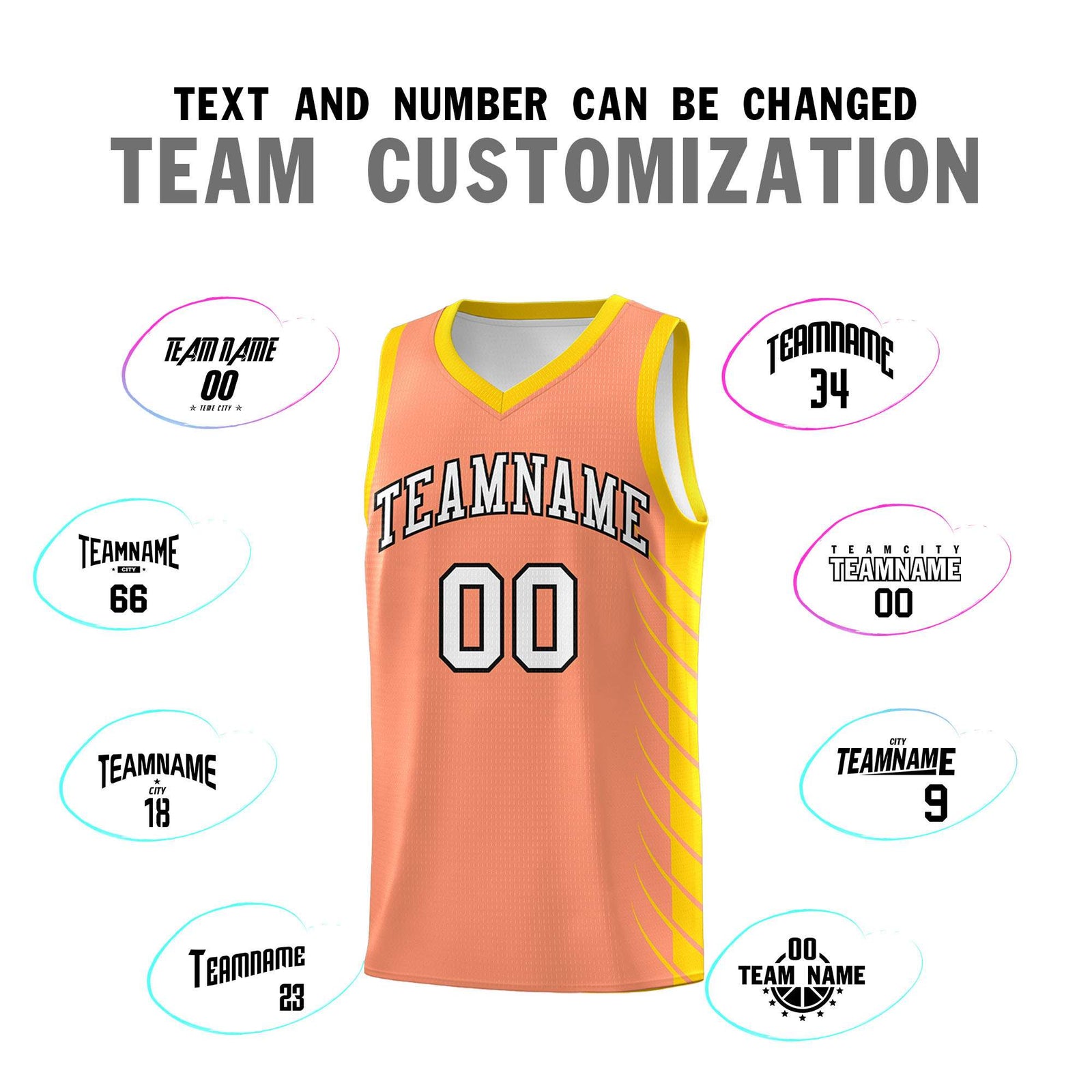 Custom Light Orange Gold Personalized Side Symmetrical Line Pattern Sports Uniform Basketball Jersey
