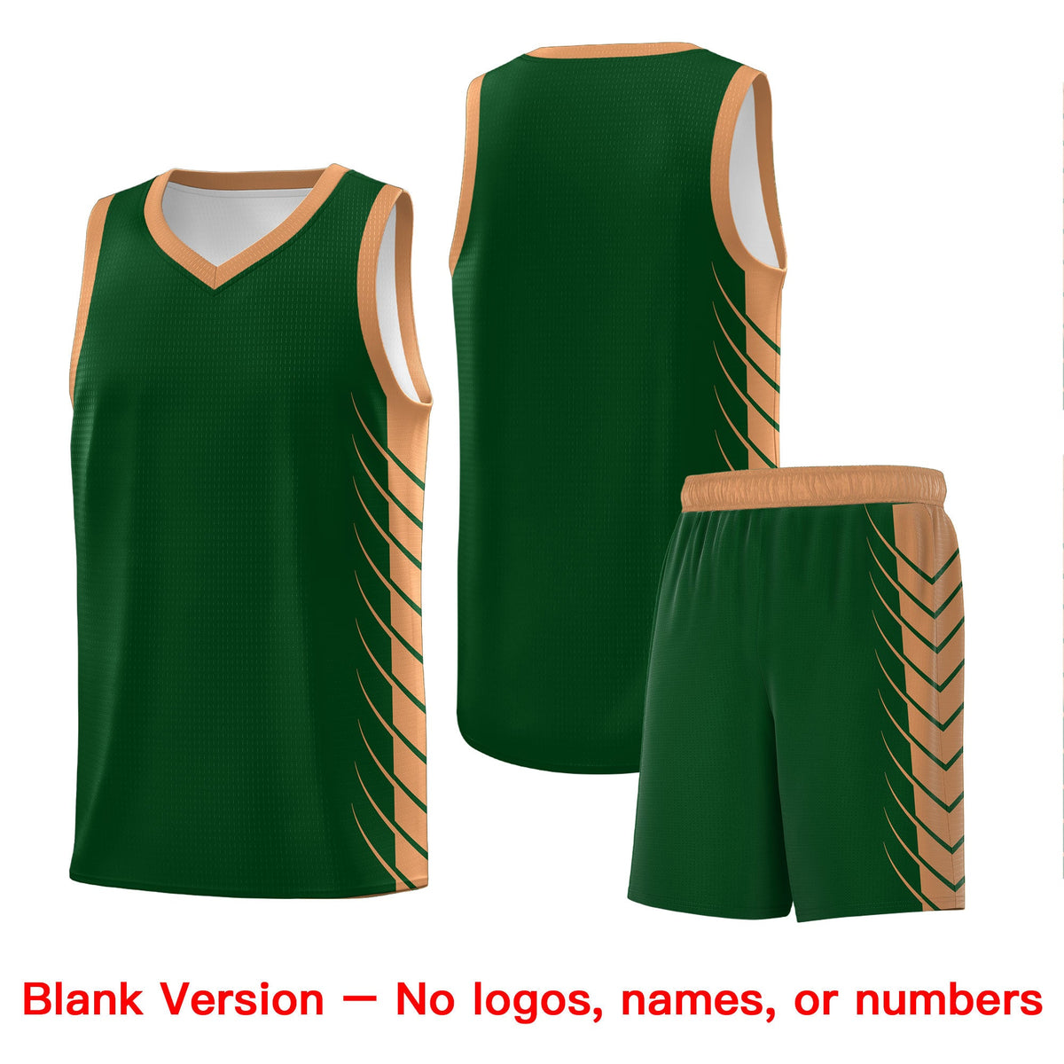 Custom Green Buckskin Brown Personalized Side Symmetrical Line Pattern Sports Uniform Basketball Jersey
