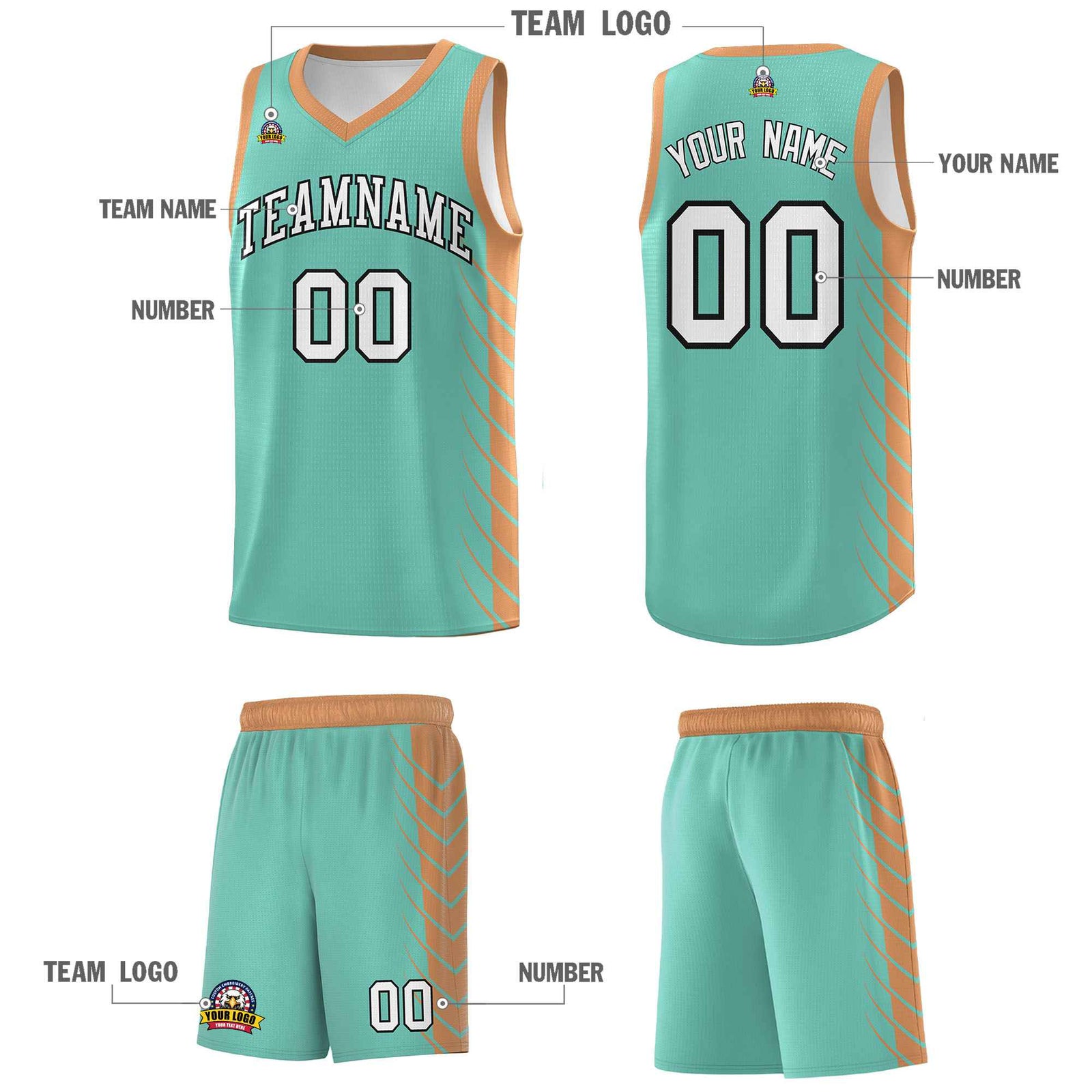 Custom Bright Green Buckskin Brown Personalized Side Symmetrical Line Pattern Sports Uniform Basketball Jersey
