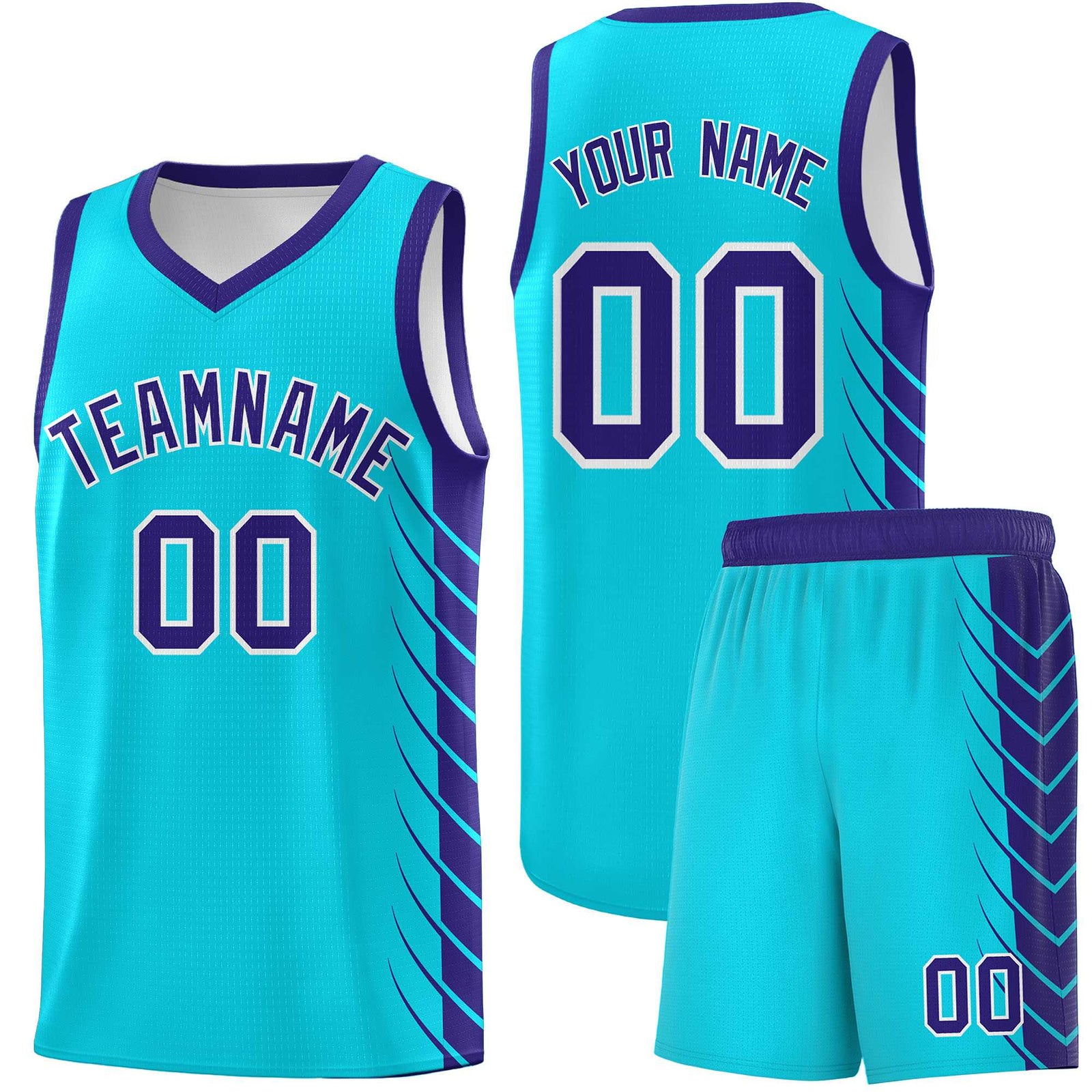 Custom Sky Blue Royal Personalized Side Symmetrical Line Pattern Sports Uniform Basketball Jersey