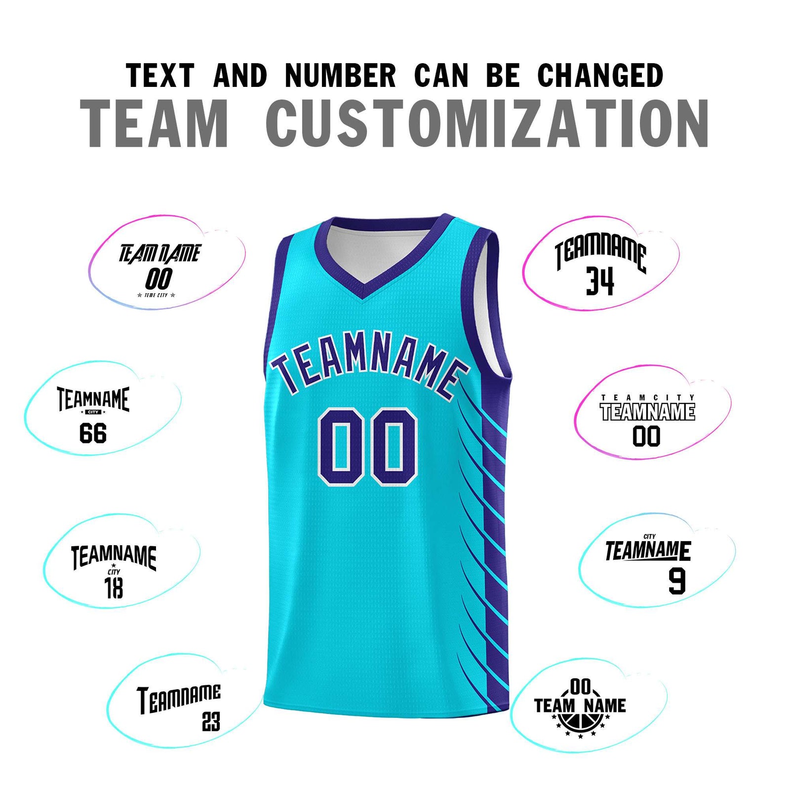 Custom Sky Blue Royal Personalized Side Symmetrical Line Pattern Sports Uniform Basketball Jersey
