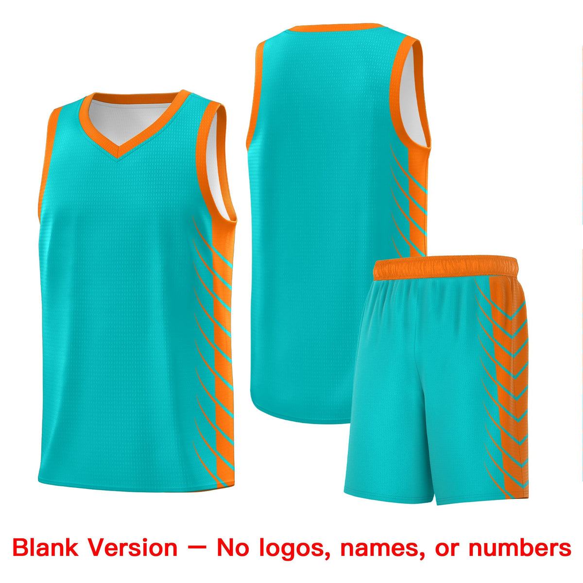 Custom Aqua Orange Personalized Side Symmetrical Line Pattern Sports Uniform Basketball Jersey